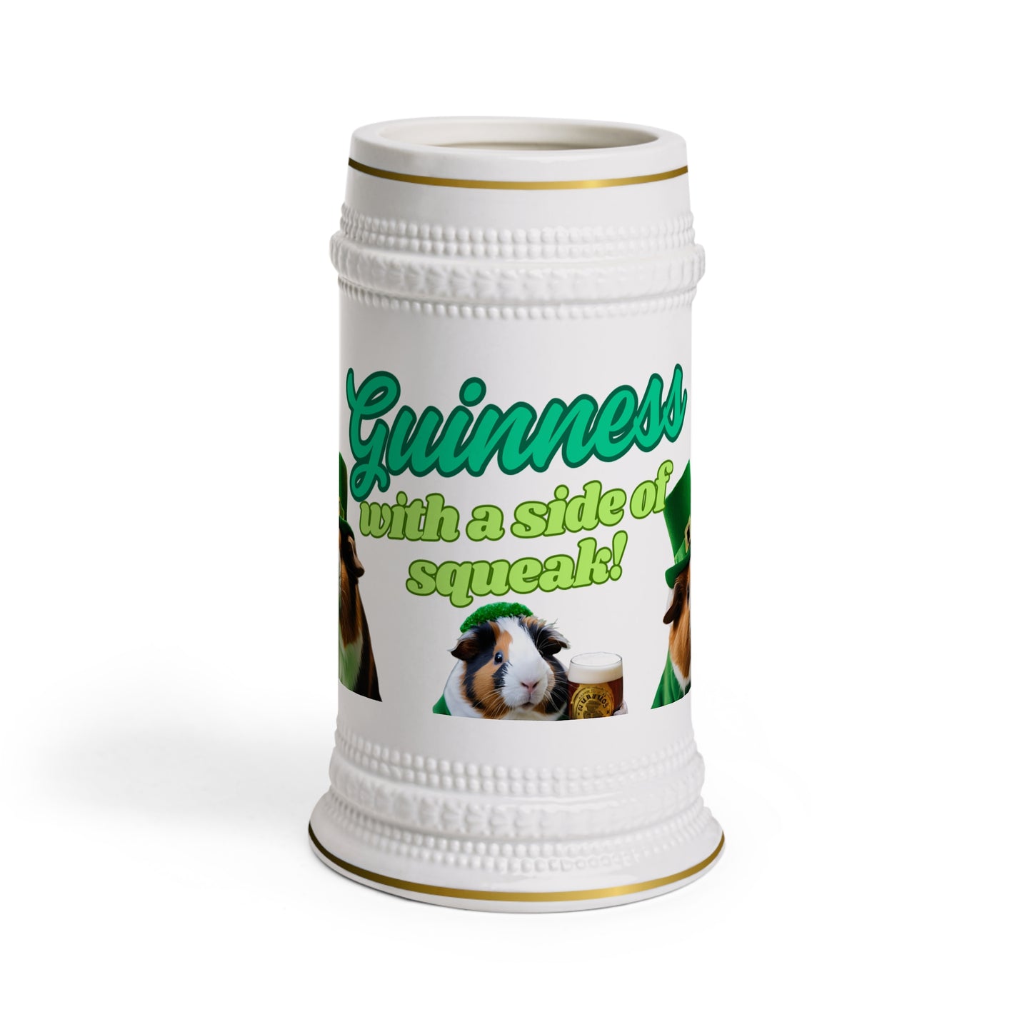 Beer Stein Mug - Guinness Saint Patrick's Day Commemorative Mug, Irish Pub Drinkware, St. Paddy's Day Gift, Ceramic Beer Tankard, Holiday