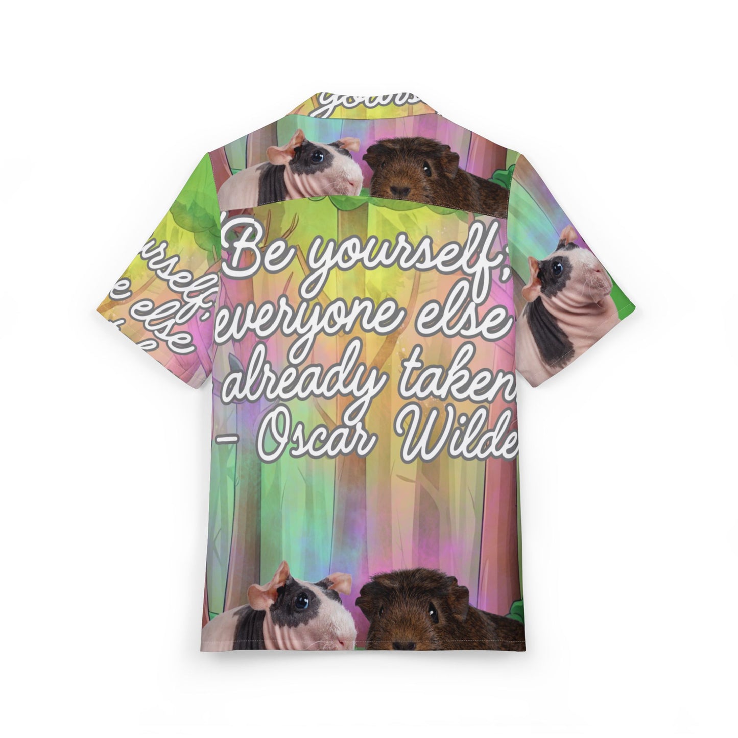 Hawaiian Shirt, Guinea Pig Print, Be Yourself Quote, Aloha Button-Up, Summer Beach Top, Luau Party Outfit, Unisex Vacation Wear