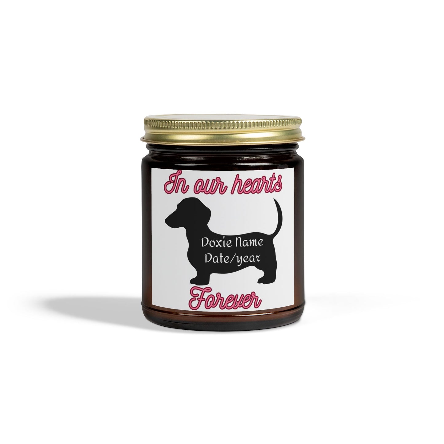 Custom Scented Candle - In Our Hearts Design, Pet Memorial Candle, Dog Lover Gift, Home Decor, Eco-Friendly Candle