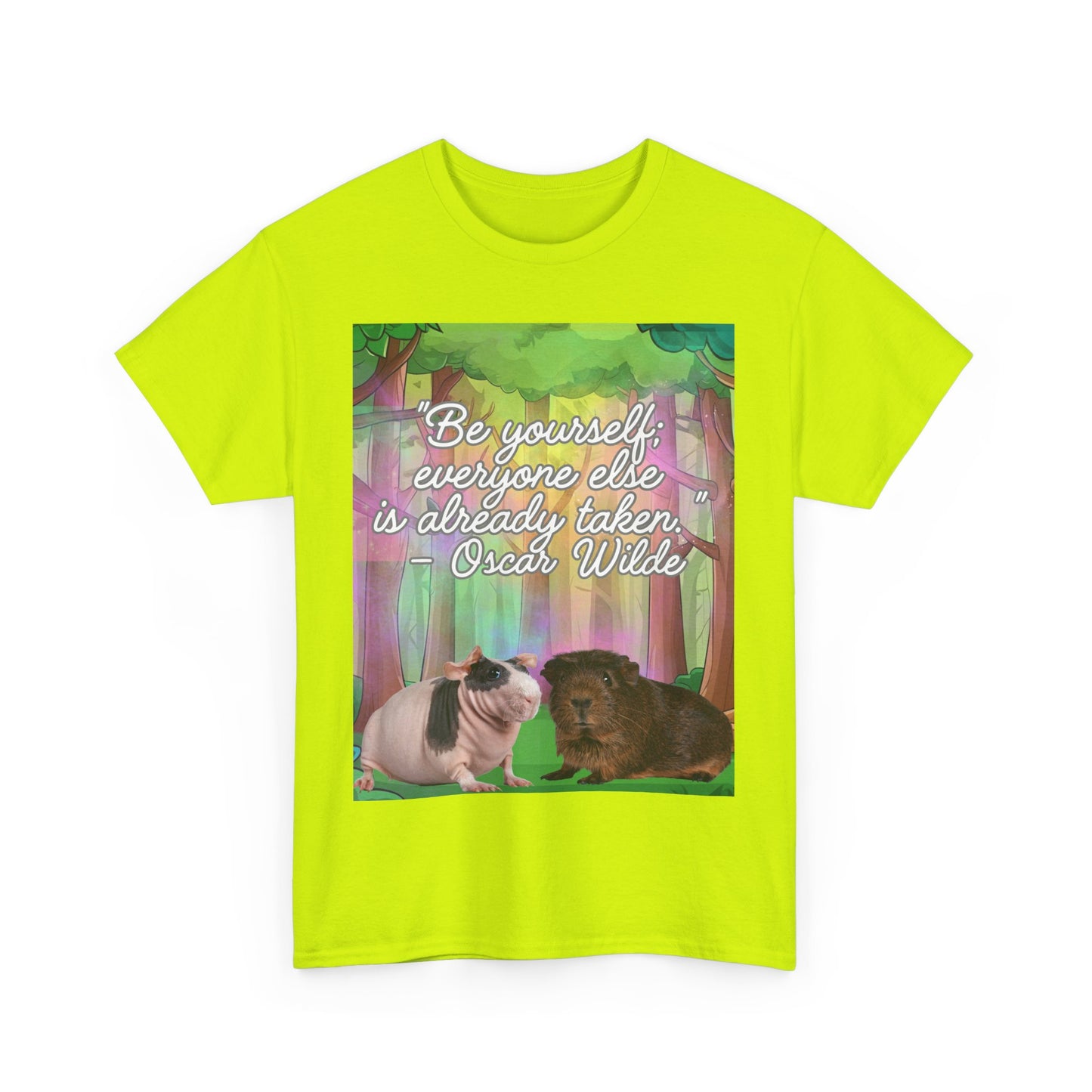 Adorable Guinea Pig Unisex Heavy Cotton Tee - "Be Yourself, Everyone Else is Already Taken" - Oscar Wilde