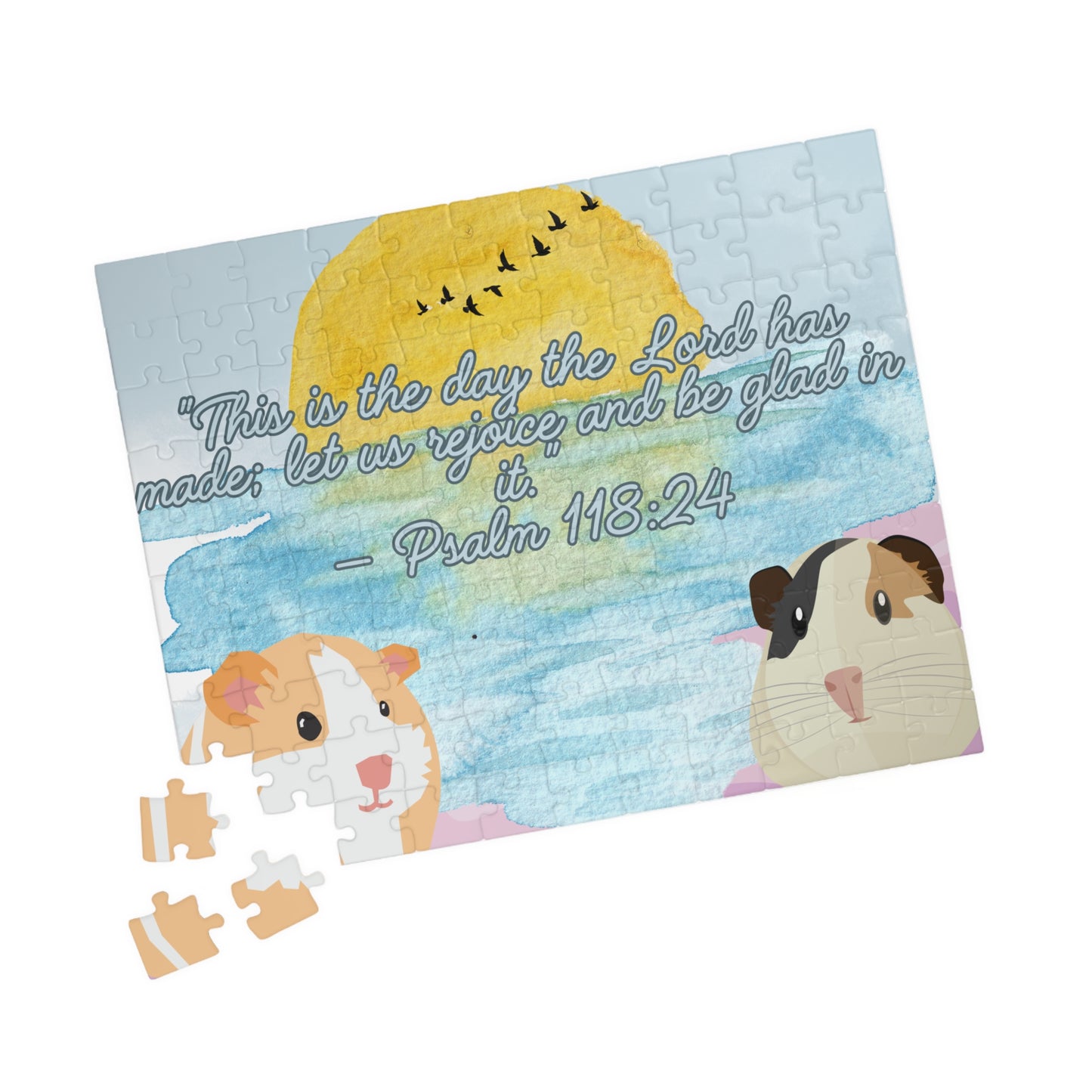 Inspirational Guinea Pig Puzzle with Psalm 118:24 - Relaxing Family Fun, Gift