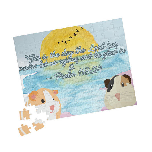 Inspirational Guinea Pig Puzzle with Psalm 118:24 - Relaxing Family Fun, Gift