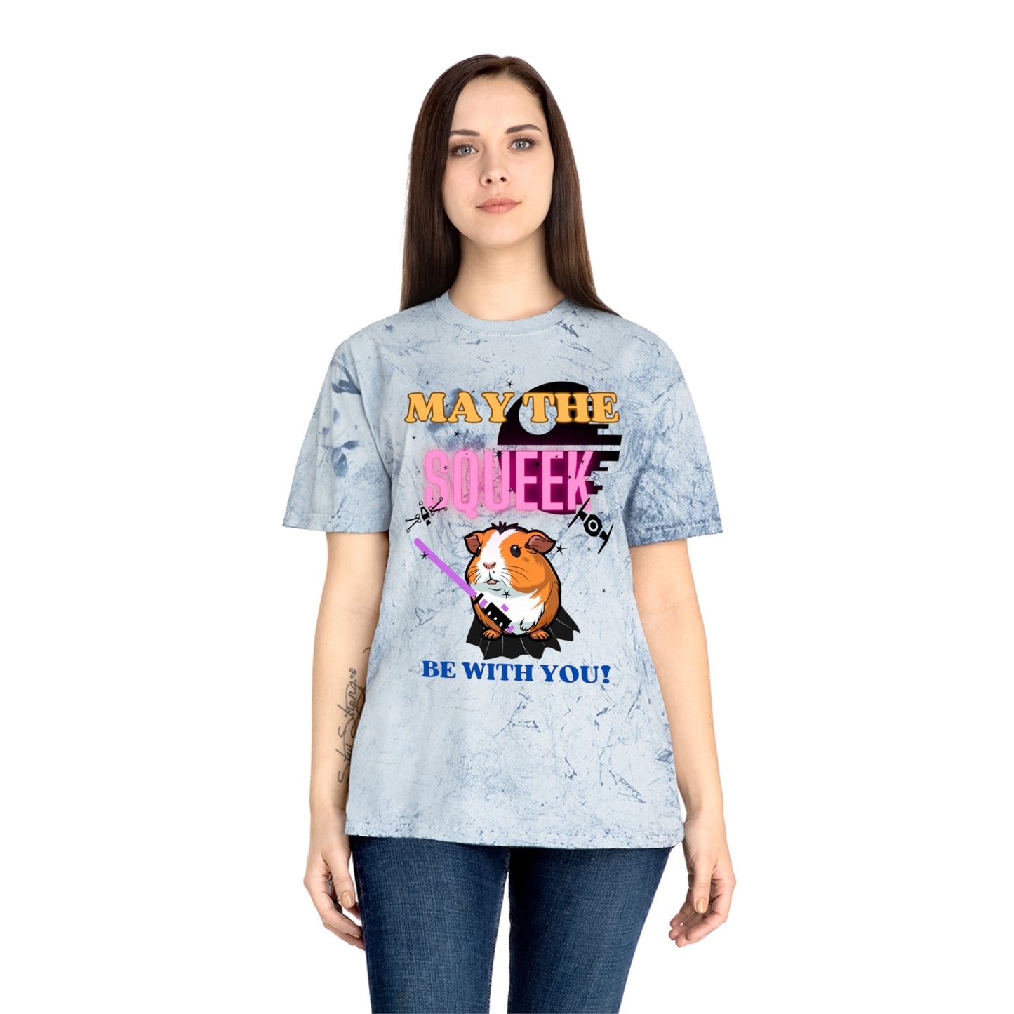 May the Squeek Be with You, Guinea Pig, Star Wars Themed Unisex Color Blast T-Shirt