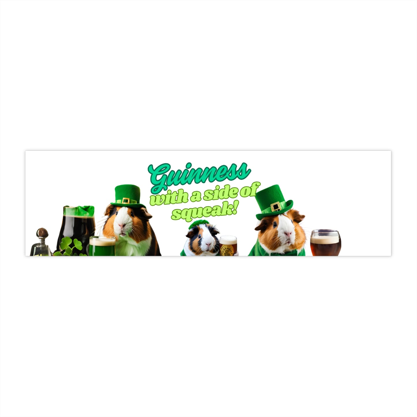 Guinness Bumper Stickers, Fun Car Decals, St. Patrick's Day Gifts, Guinea Pig Lover's Stickers, Green Themed Decor