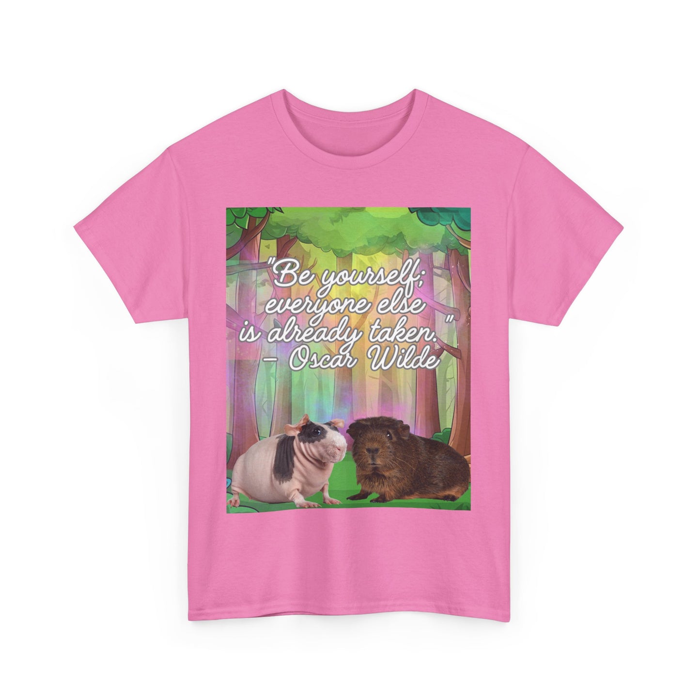 Adorable Guinea Pig Unisex Heavy Cotton Tee - "Be Yourself, Everyone Else is Already Taken" - Oscar Wilde