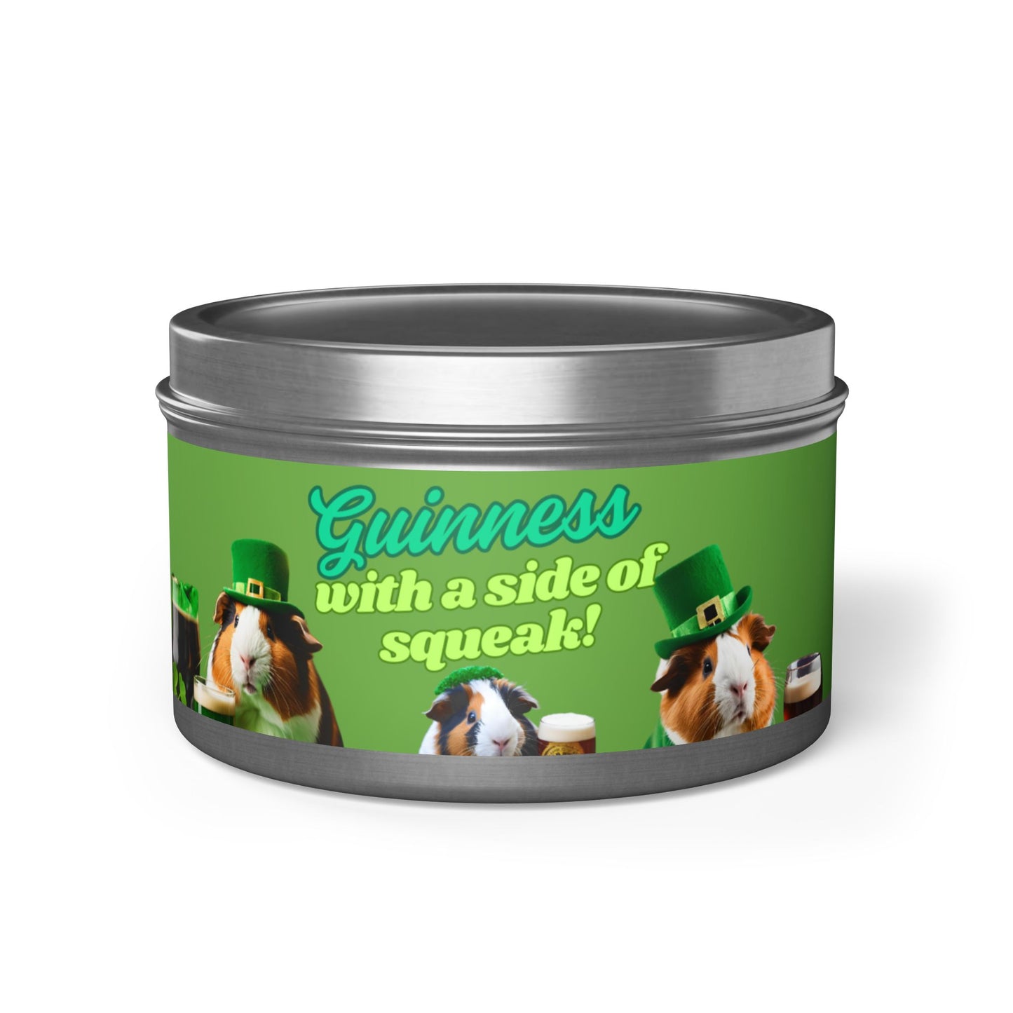 Tin Candles, Guinea Pig Holding Pint of Ale, St. Patrick's Day Decor, Irish