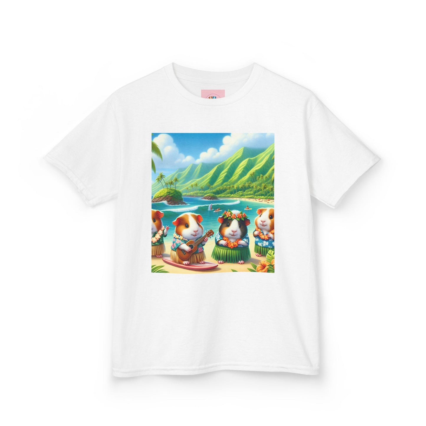 Adorable Guinea Pig Beach Tee, Kids Summer Shirt, Fun Vacation Top, Animal Lover Gift, Tropical Design, Cute Pet Apparel