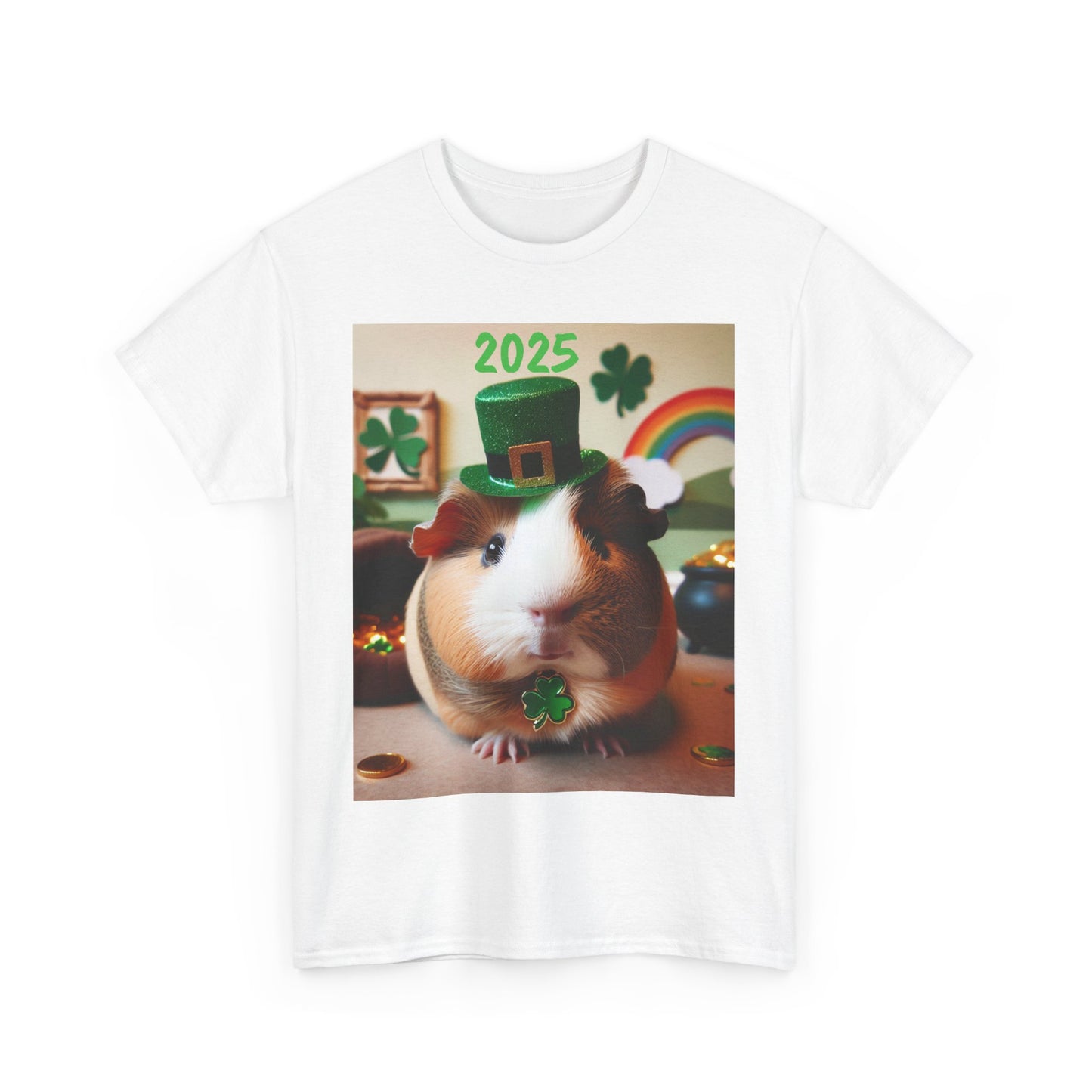 2025 St Patrick's Day Guinea Pig Commemorative T-shirt, Unisex Tee, Heavy Cotton