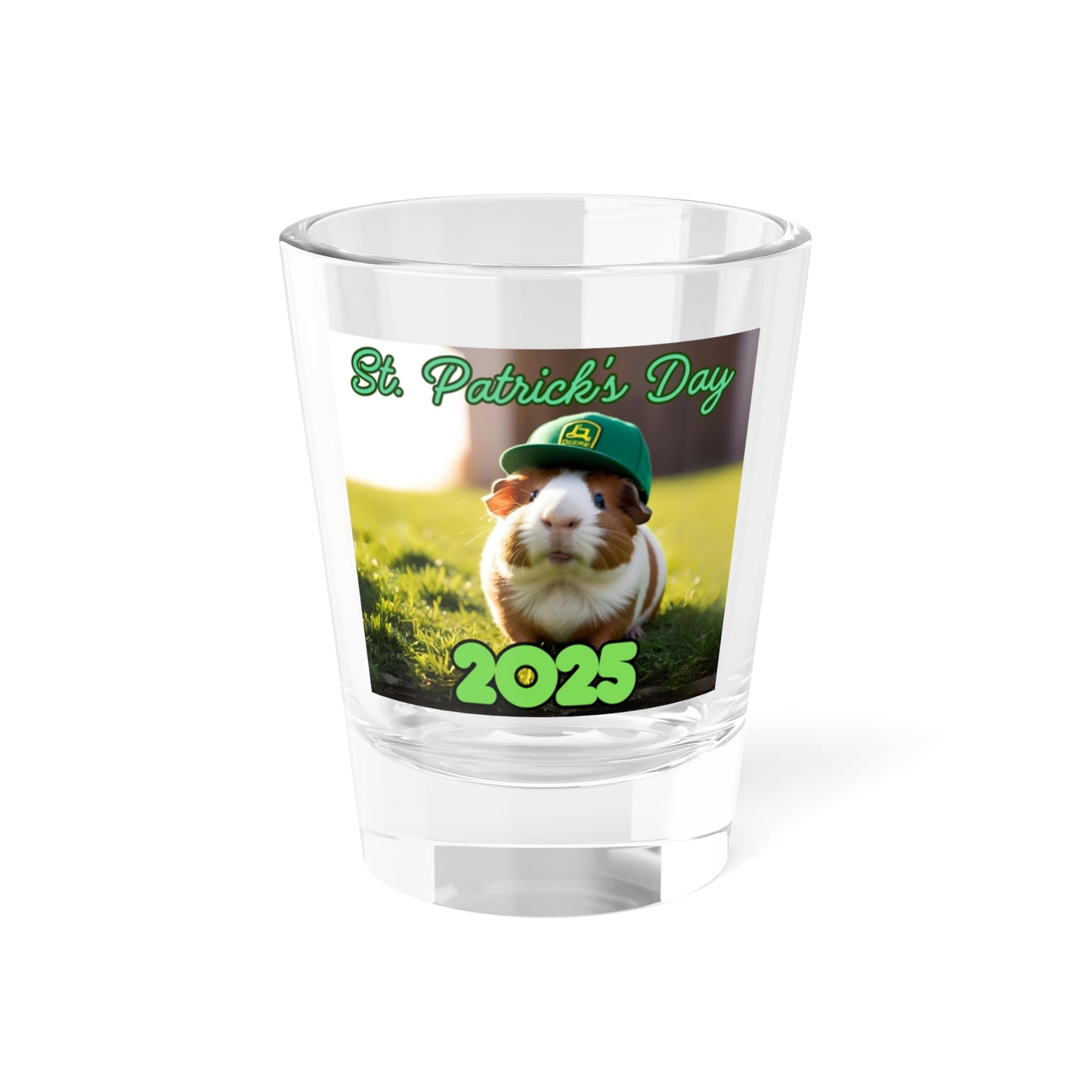 St. Patrick's Day Farmer Guinea Pig Shot Glass, Fun Party Drinkware, 2025