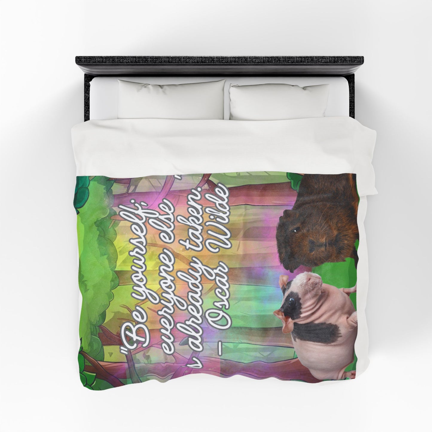 Inspirational Velveteen Plush Blanket - Be Yourself, Cozy Mindfulness Gift, Soft Throw for Living Room, Guinea Pig Lovers, Oscar Wilde Quote