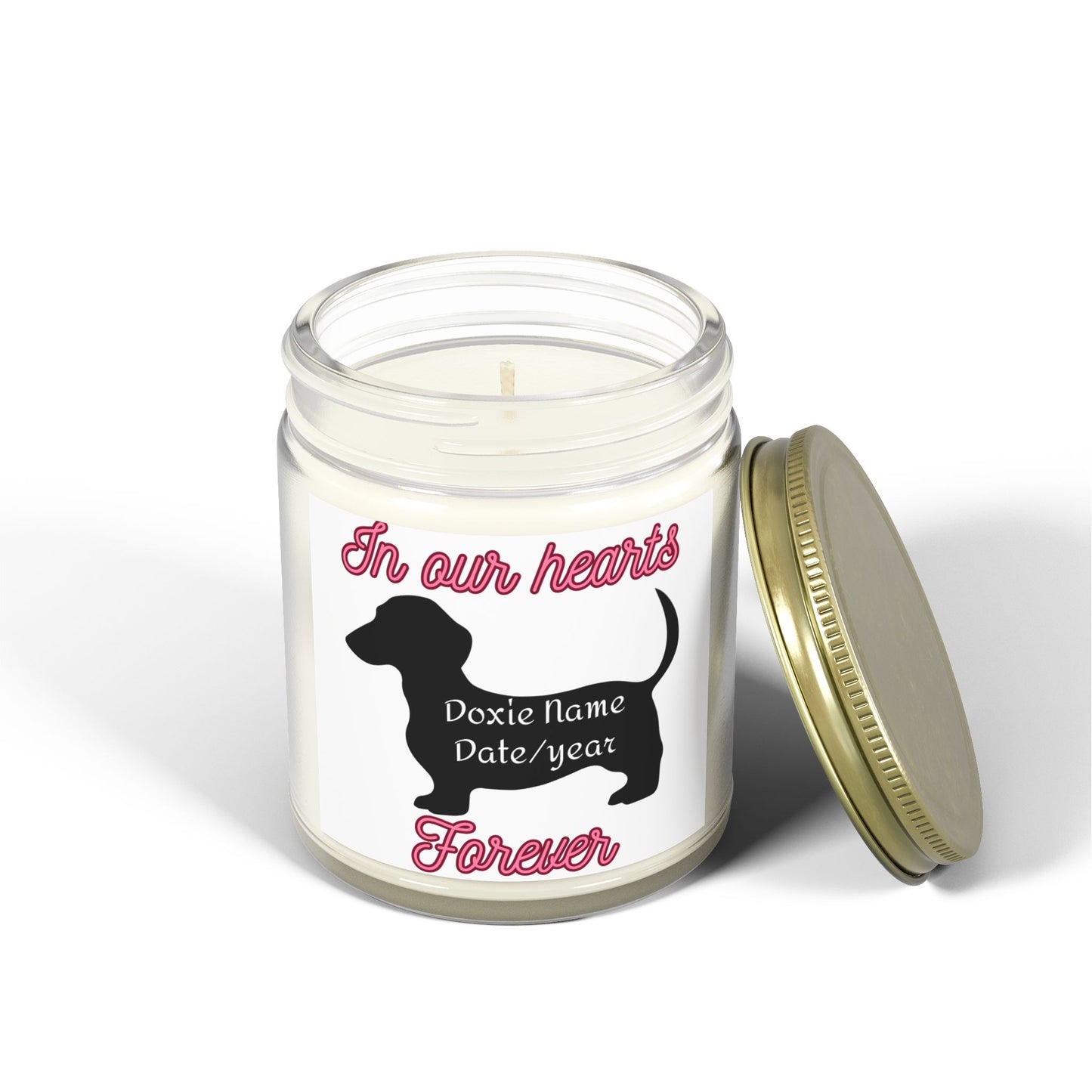 Custom Scented Candle - In Our Hearts Design, Pet Memorial Candle, Dog Lover Gift, Home Decor, Eco-Friendly Candle