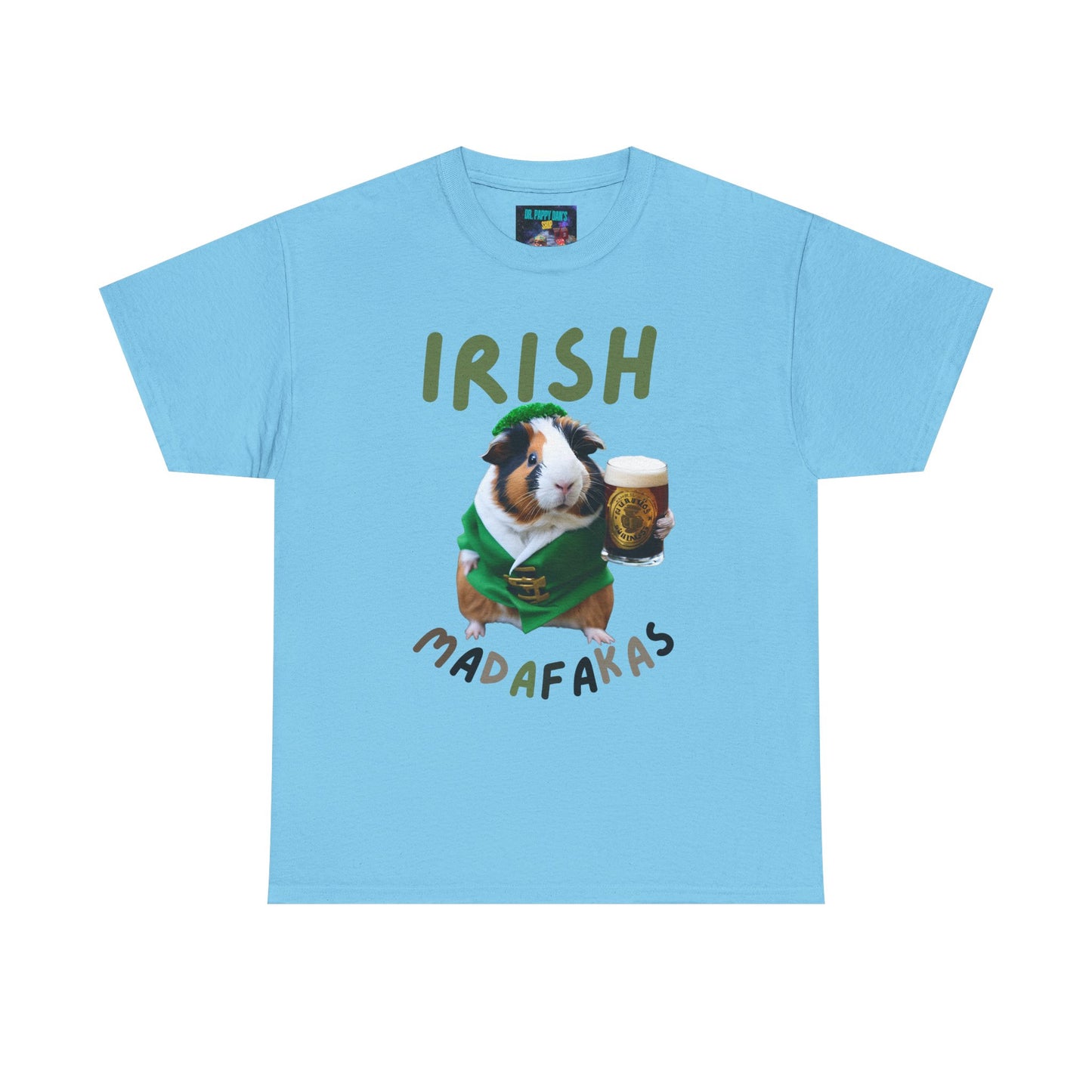 Funny Irish Madafakas Unisex Heavy Cotton Tee, Guinea Pig St. Patrick's Day Shirt, Humorous Gift for Beer Lovers, Pint Ale Tee, Saint