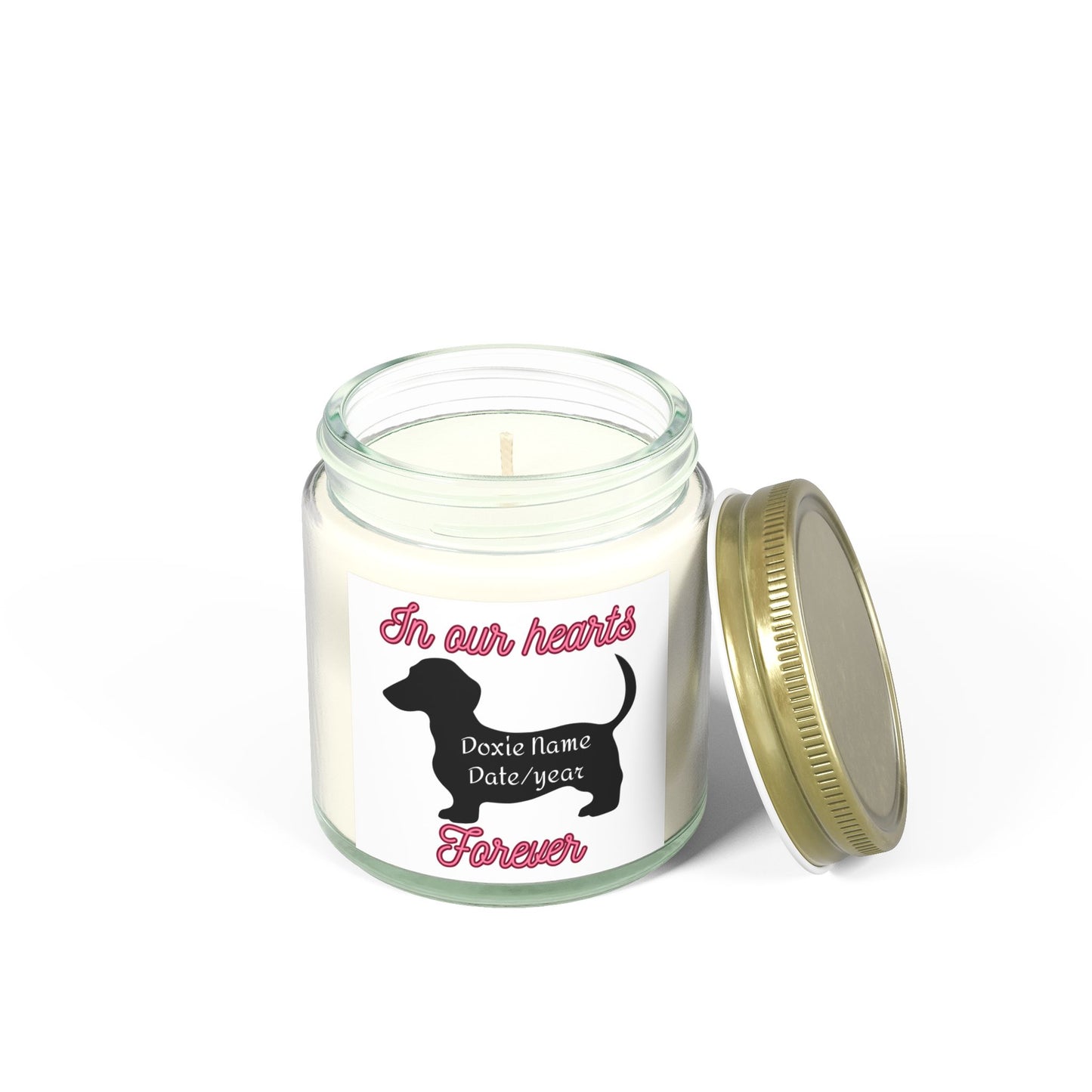 Custom Scented Candle - In Our Hearts Design, Pet Memorial Candle, Dog Lover Gift, Home Decor, Eco-Friendly Candle