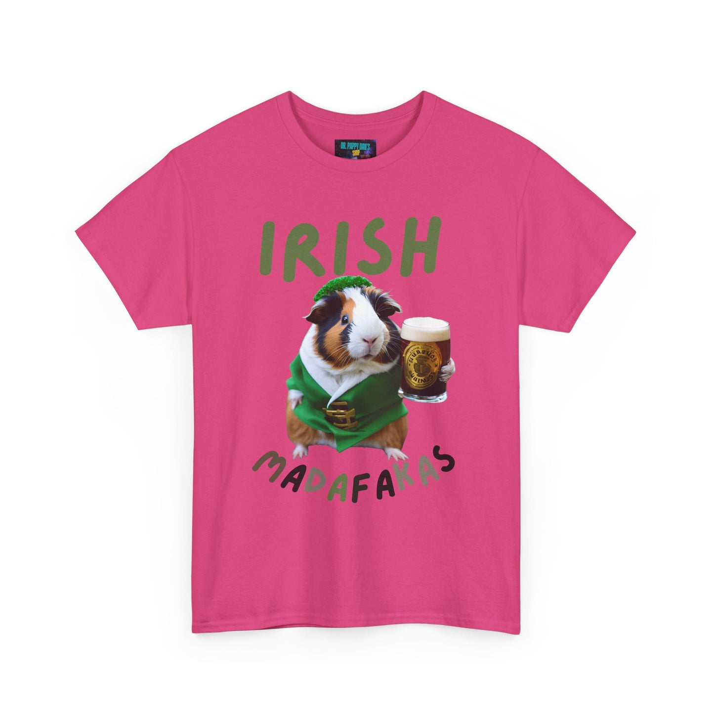 Funny Irish Madafakas Unisex Heavy Cotton Tee, Guinea Pig St. Patrick's Day Shirt, Humorous Gift for Beer Lovers, Pint Ale Tee, Saint