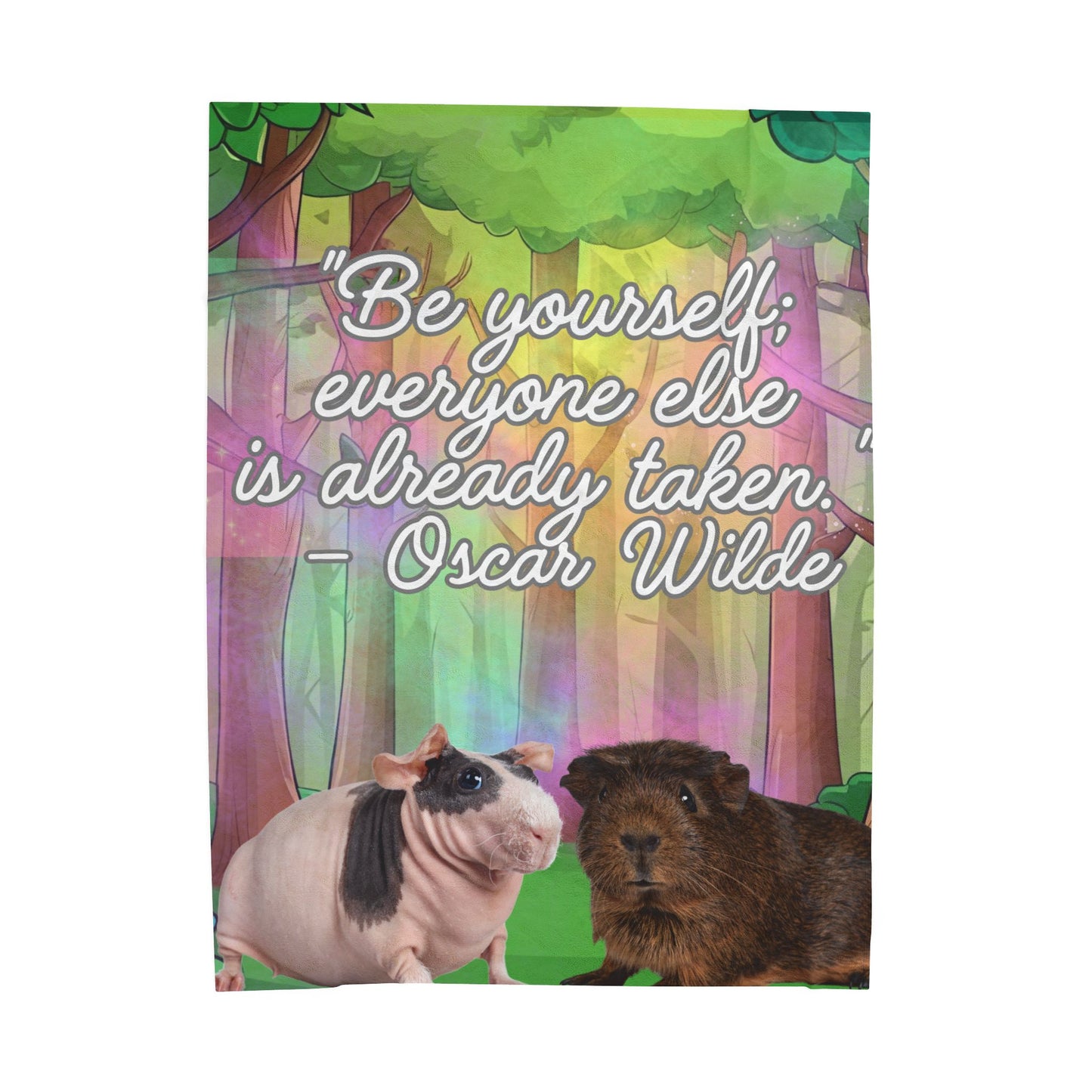 Inspirational Velveteen Plush Blanket - Be Yourself, Cozy Mindfulness Gift, Soft Throw for Living Room, Guinea Pig Lovers, Oscar Wilde Quote