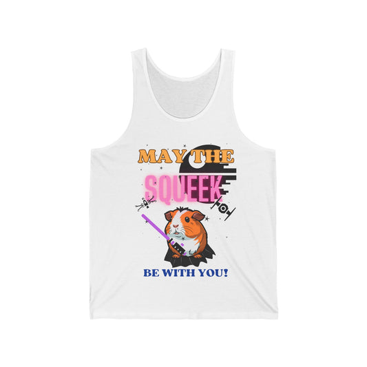 May the Squeek Be With You, Guinea Pig, Star Wars Themed Unisex Jersey Tank