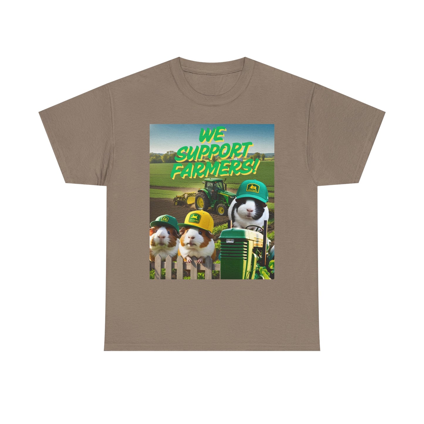 Guinea Pig Trio T-Shirt, John Deere Hats, We Support Farmers, American Farmer Tee, Unisex Cotton Shirt