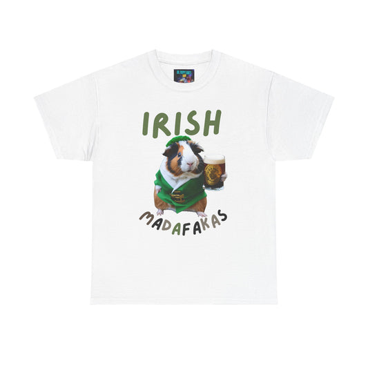 Funny Irish Madafakas Unisex Heavy Cotton Tee, Guinea Pig St. Patrick's Day Shirt, Humorous Gift for Beer Lovers, Pint Ale Tee, Saint