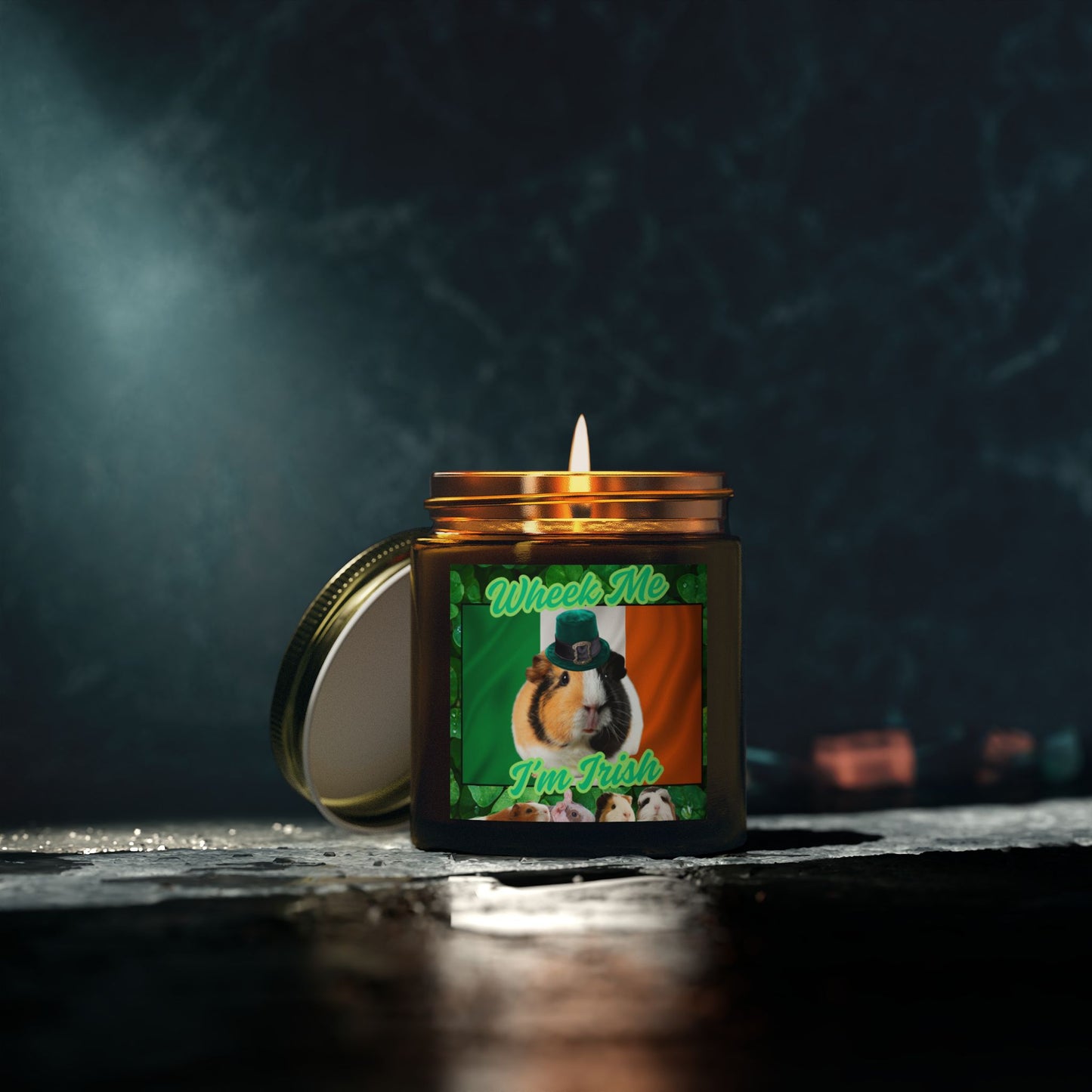 Guinea Pig Candle, St Patrick's Day Wheek Me I'm Irish, Scented Candles, Coconut