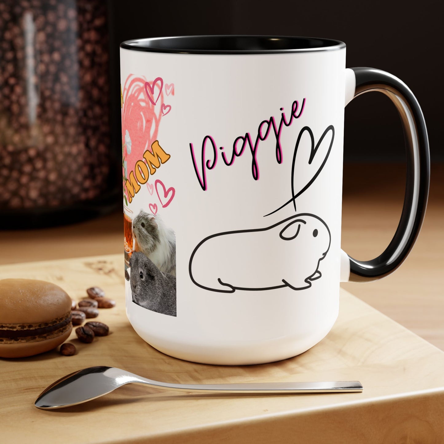 Guinea Pig Mom Two-Tone Coffee Mugs, 15oz