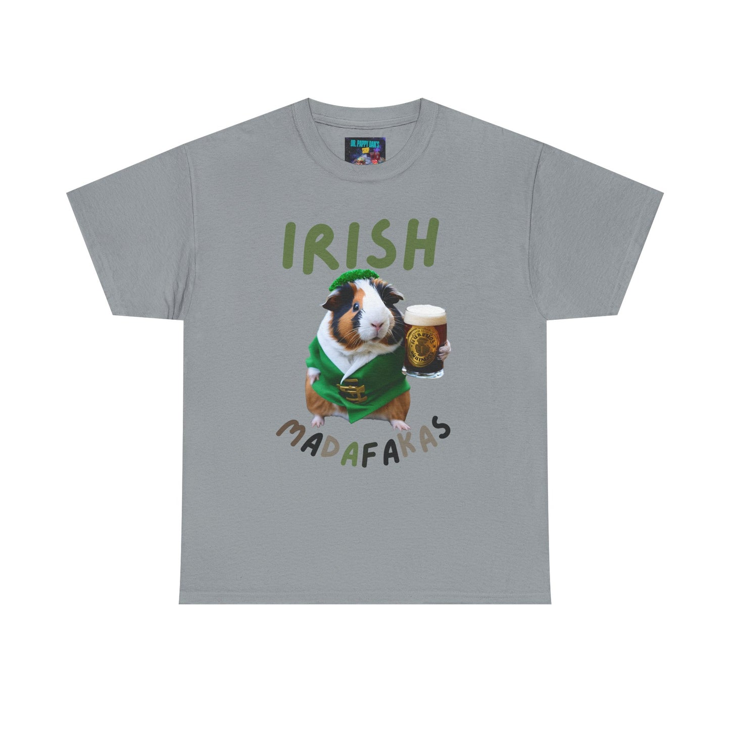 Funny Irish Madafakas Unisex Heavy Cotton Tee, Guinea Pig St. Patrick's Day Shirt, Humorous Gift for Beer Lovers, Pint Ale Tee, Saint