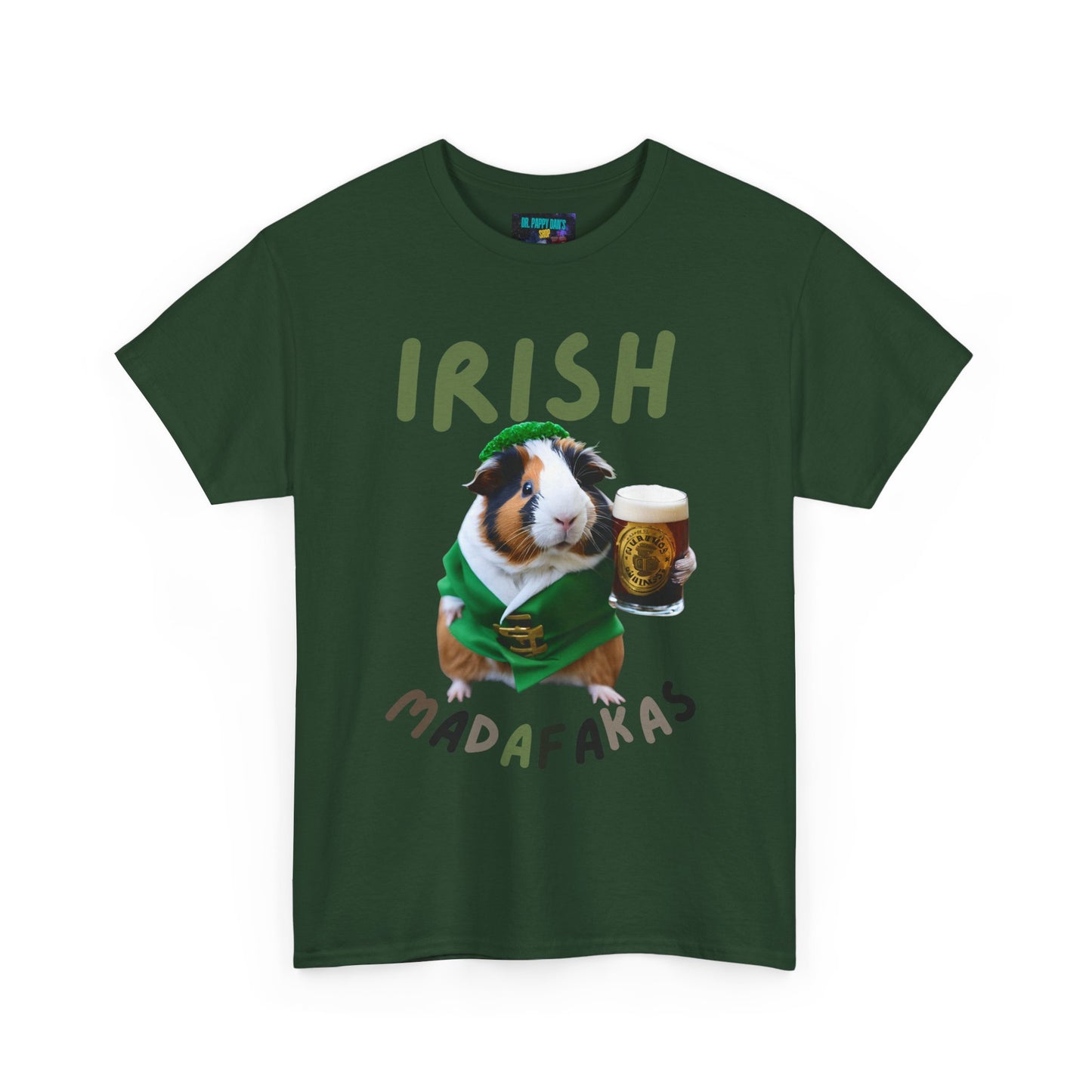 Funny Irish Madafakas Unisex Heavy Cotton Tee, Guinea Pig St. Patrick's Day Shirt, Humorous Gift for Beer Lovers, Pint Ale Tee, Saint