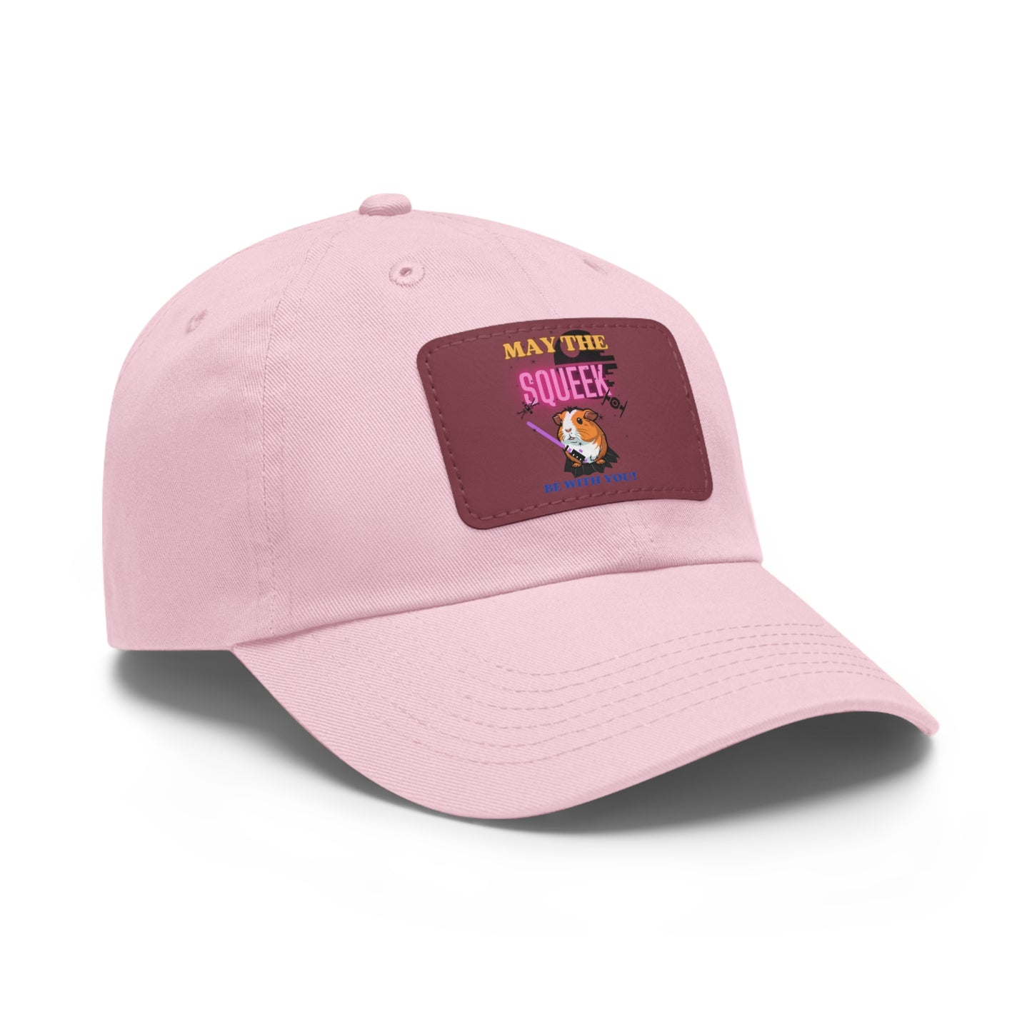 May the Squeek Be With You, Guinea Pig, Star Wars Themed Dad Hat with Leather Patch (Rectangle)