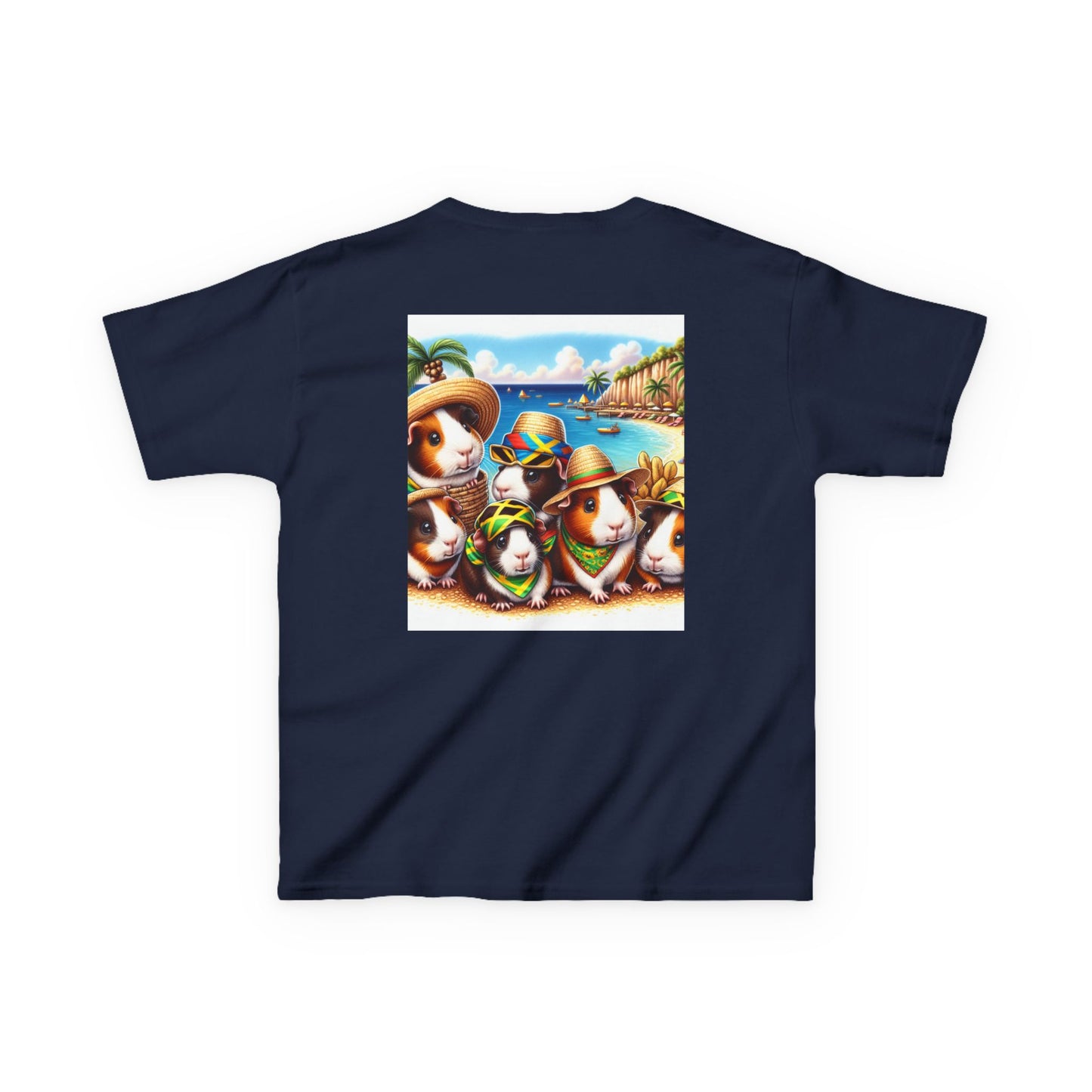 Adorable Guinea Pig Beach Tee, Kids Summer Shirt, Fun Vacation Top, Animal Lover Gift, Tropical Design, Cute Pet Apparel