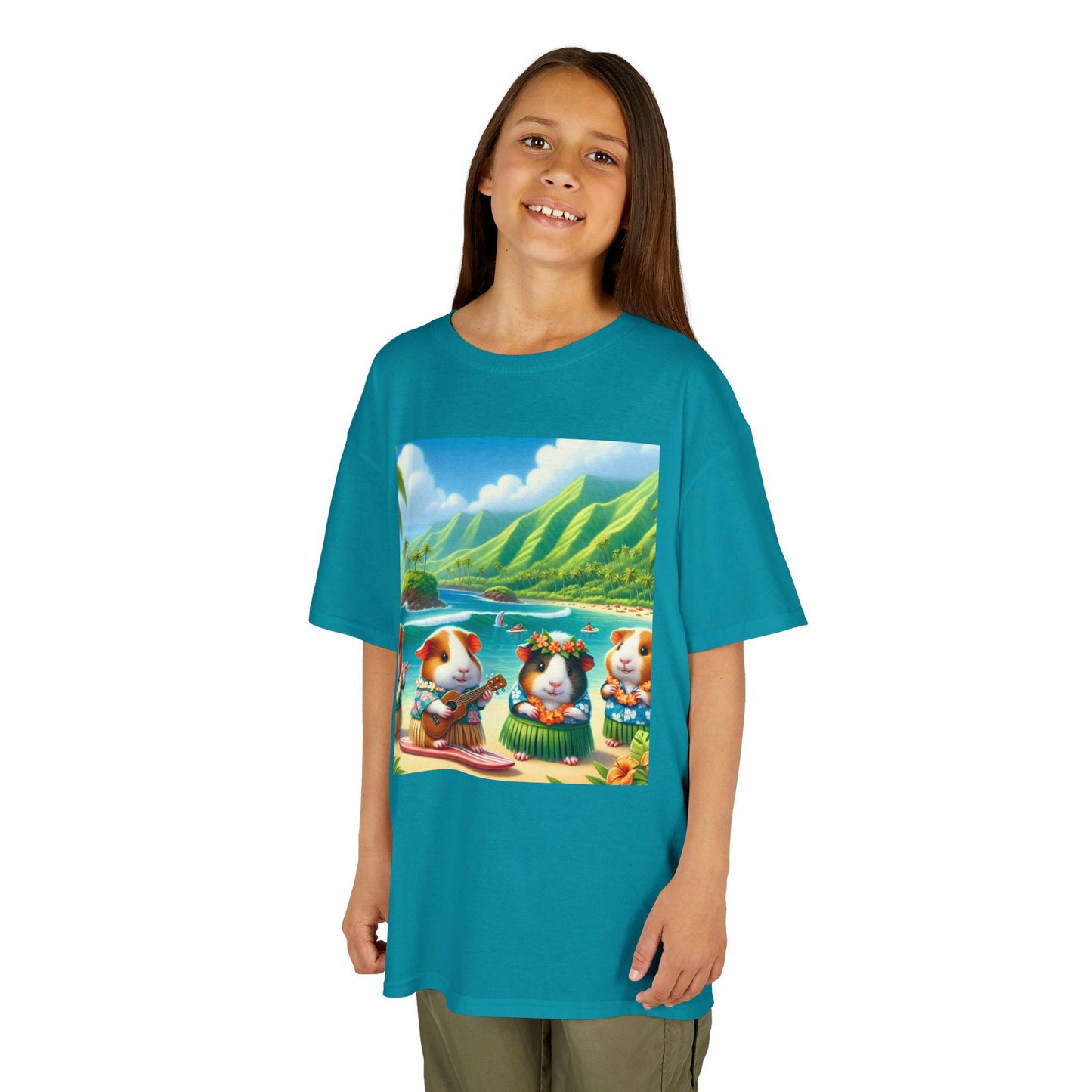 Adorable Guinea Pig Beach Tee, Kids Summer Shirt, Fun Vacation Top, Animal Lover Gift, Tropical Design, Cute Pet Apparel