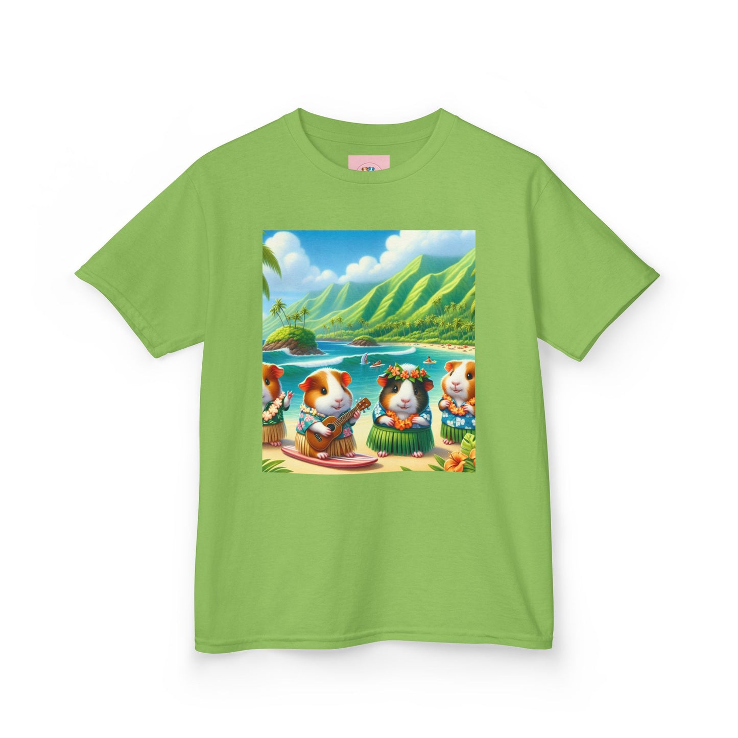 Adorable Guinea Pig Beach Tee, Kids Summer Shirt, Fun Vacation Top, Animal Lover Gift, Tropical Design, Cute Pet Apparel