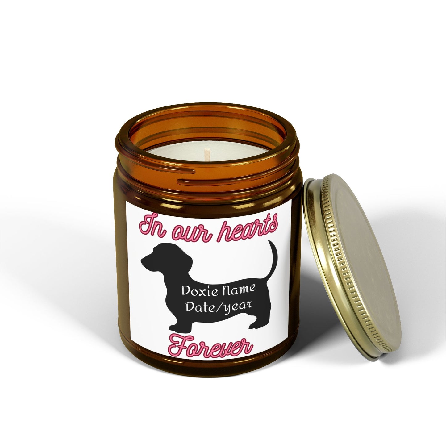 Custom Scented Candle - In Our Hearts Design, Pet Memorial Candle, Dog Lover Gift, Home Decor, Eco-Friendly Candle