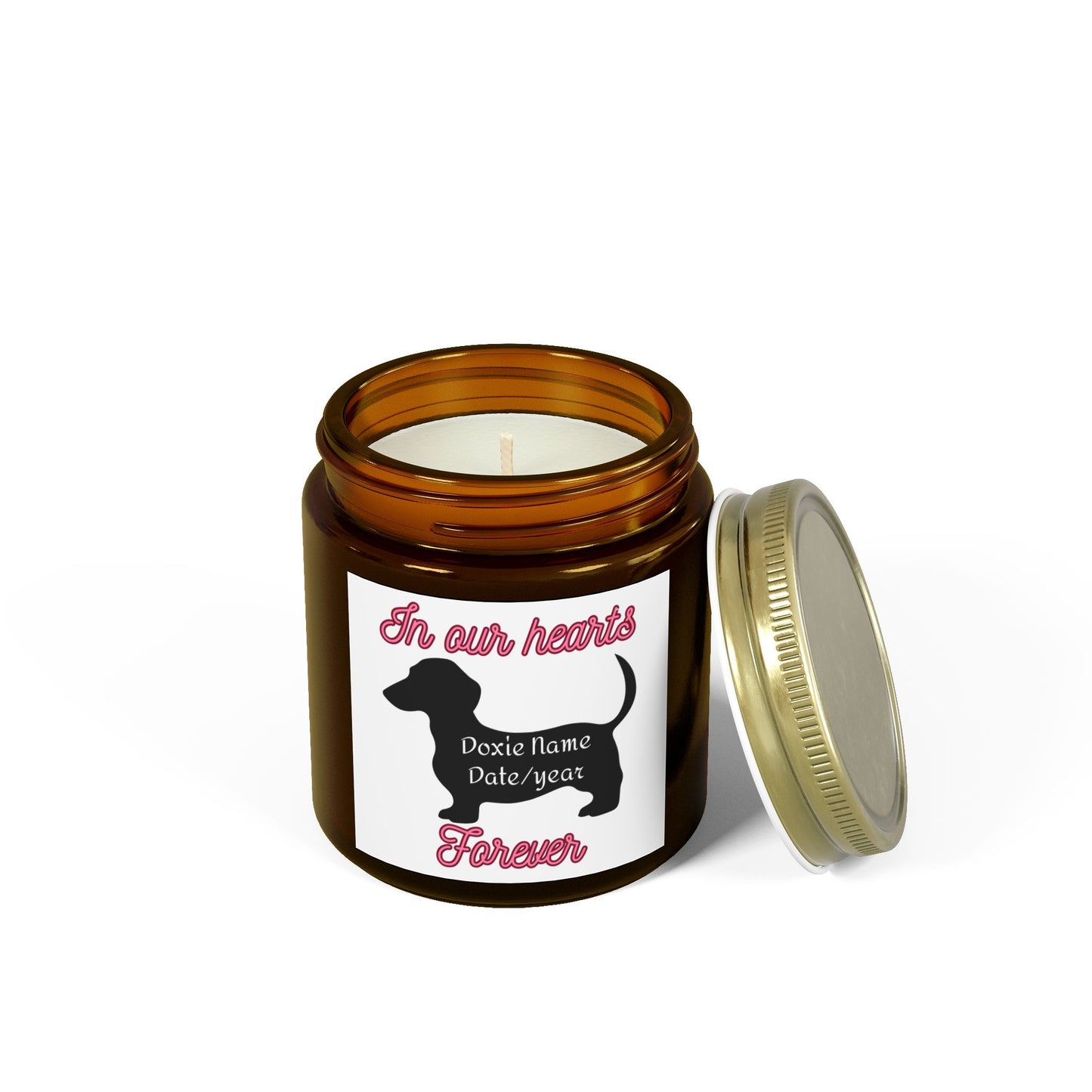 Custom Scented Candle - In Our Hearts Design, Pet Memorial Candle, Dog Lover Gift, Home Decor, Eco-Friendly Candle