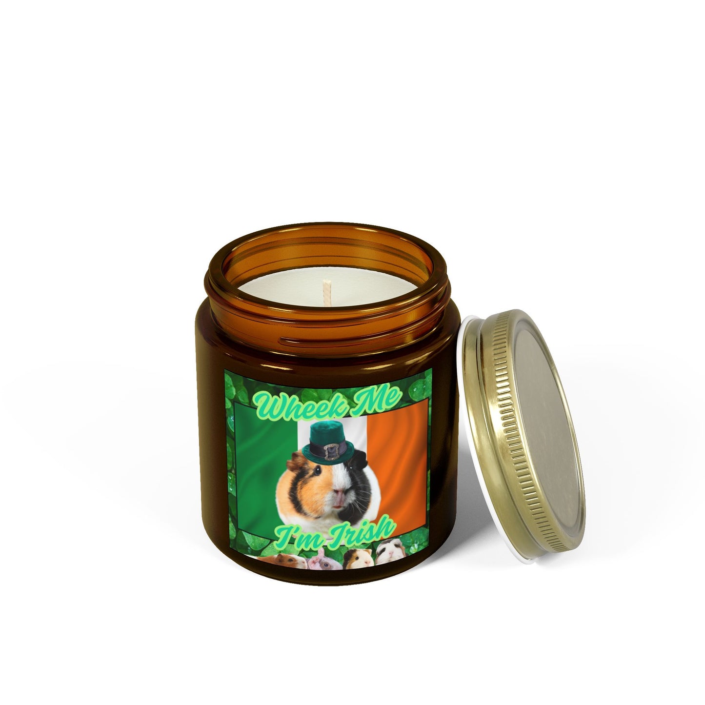 Guinea Pig Candle, St Patrick's Day Wheek Me I'm Irish, Scented Candles, Coconut