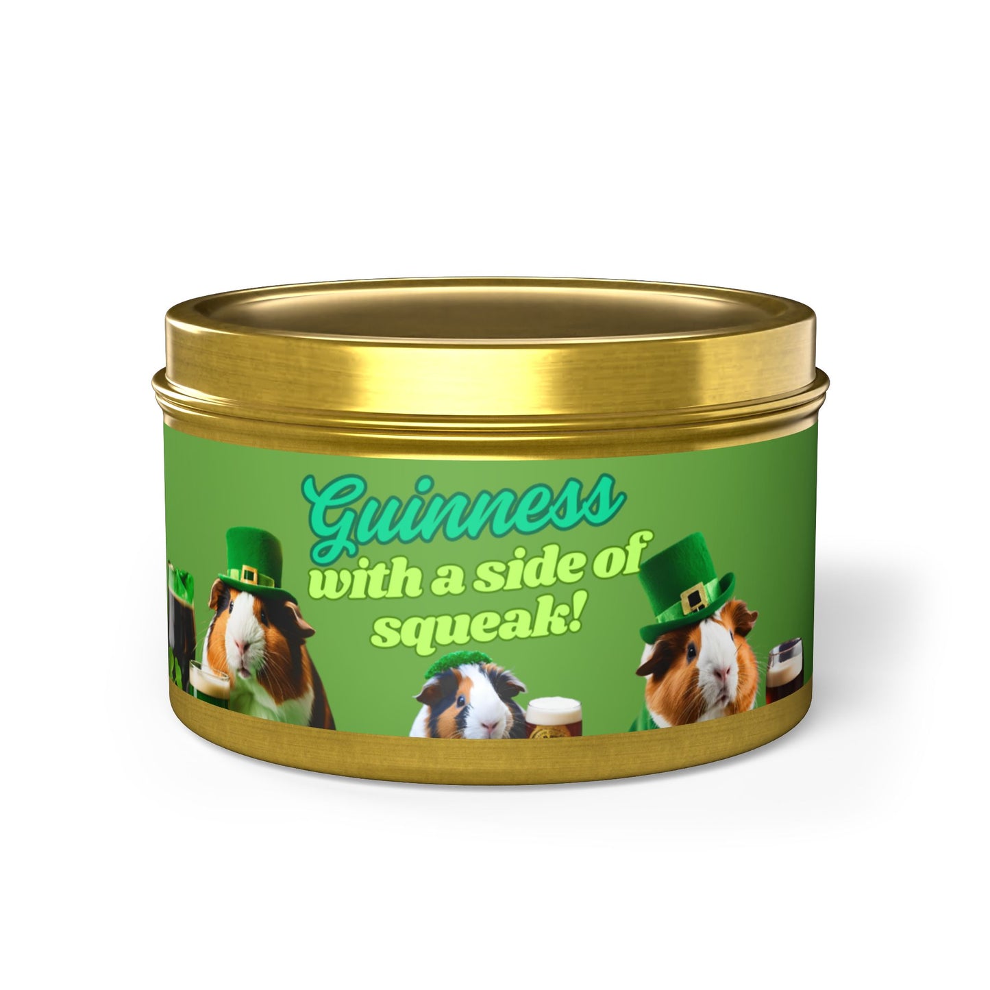 Tin Candles, Guinea Pig Holding Pint of Ale, St. Patrick's Day Decor, Irish