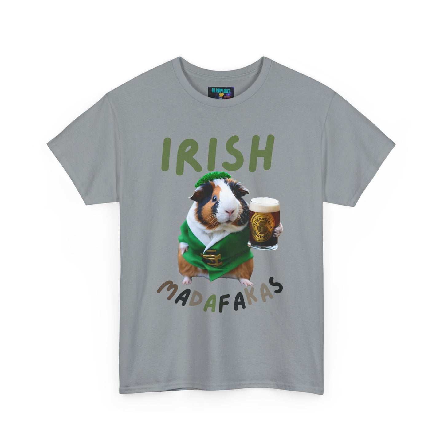 Funny Irish Madafakas Unisex Heavy Cotton Tee, Guinea Pig St. Patrick's Day Shirt, Humorous Gift for Beer Lovers, Pint Ale Tee, Saint