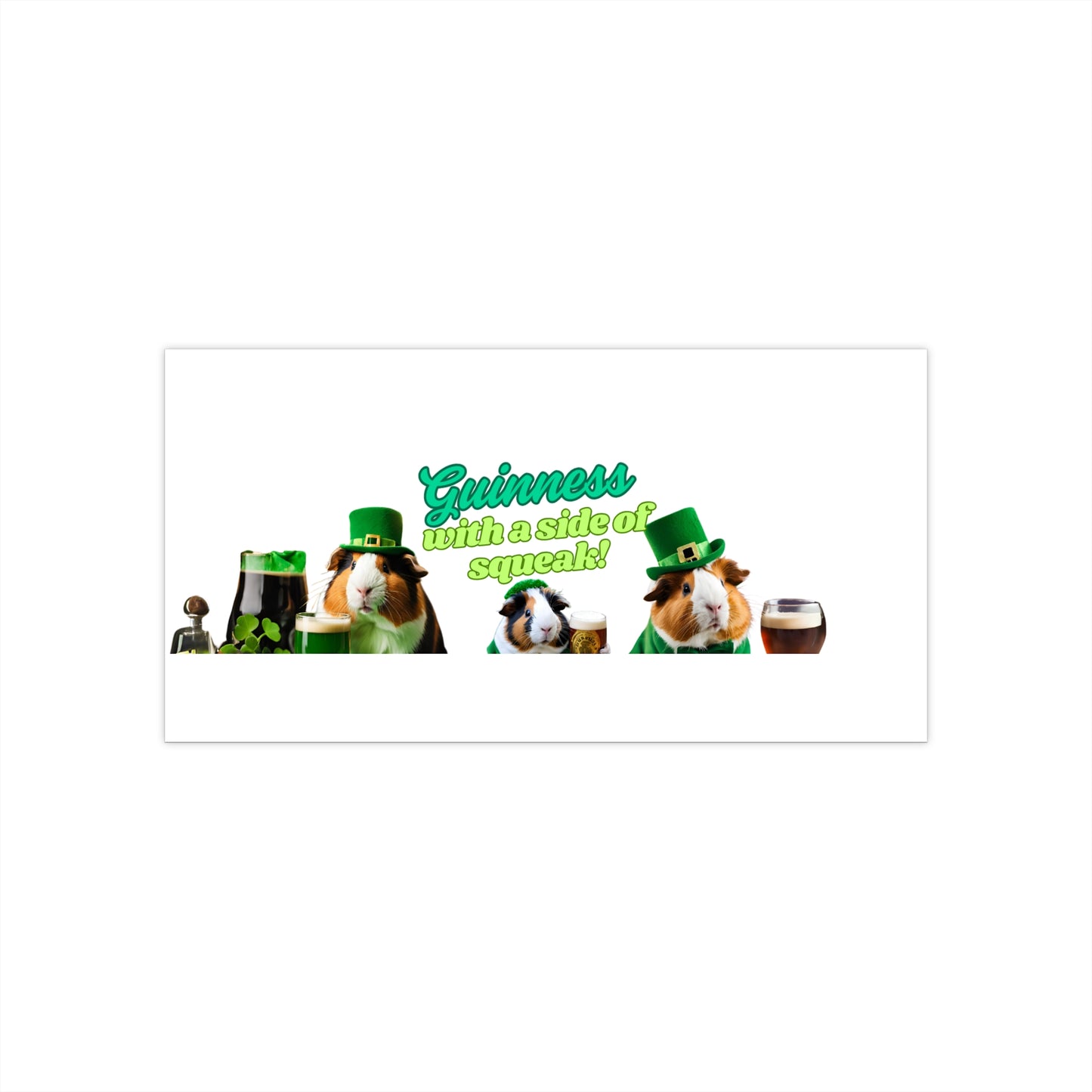 Guinness Bumper Stickers, Fun Car Decals, St. Patrick's Day Gifts, Guinea Pig Lover's Stickers, Green Themed Decor