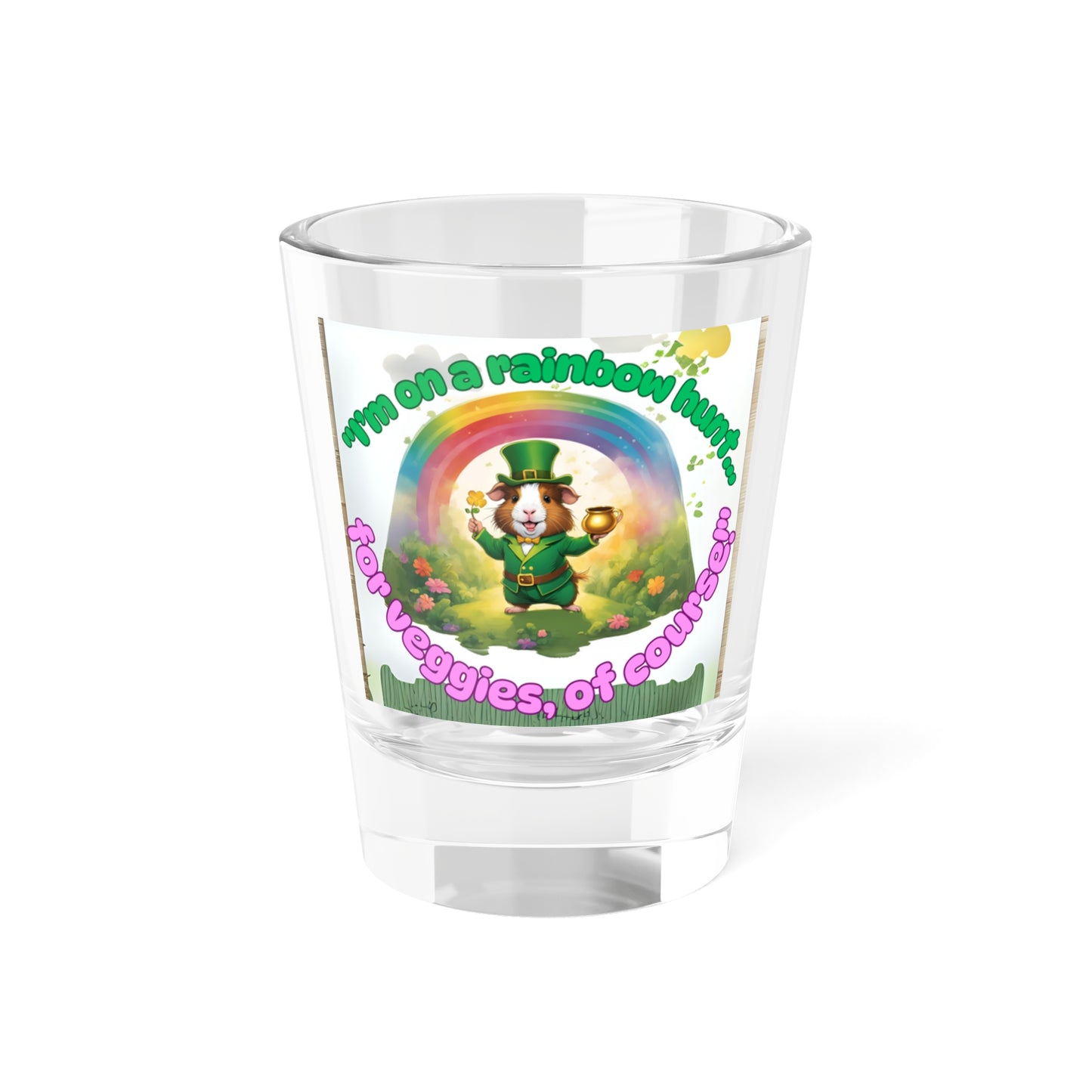 St. Patrick's Day Shot Glass, Colorful Lucky Glass for Celebrations, Rainbow Hunt Shotglass, Gift for Veggie Lovers, Fun Drinkware