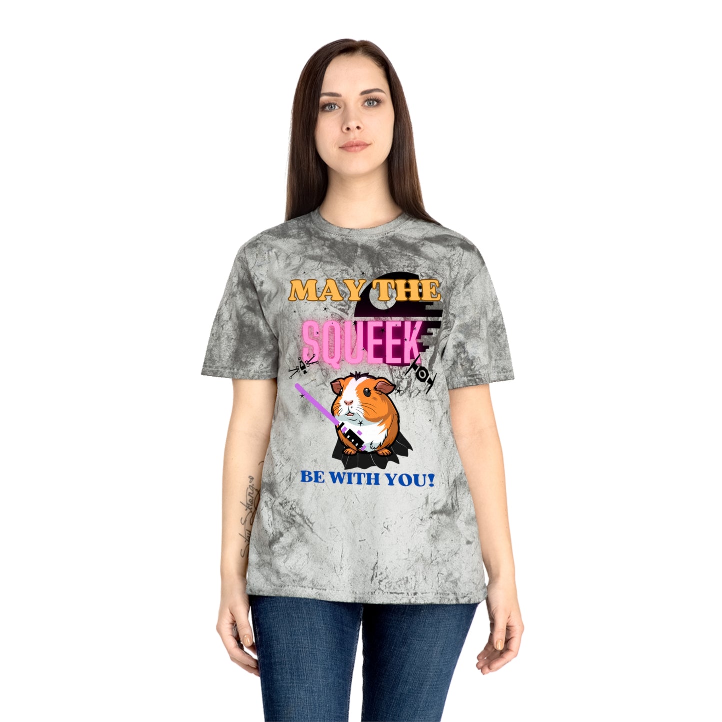 May the Squeek Be with You, Guinea Pig, Star Wars Themed Unisex Color Blast T-Shirt