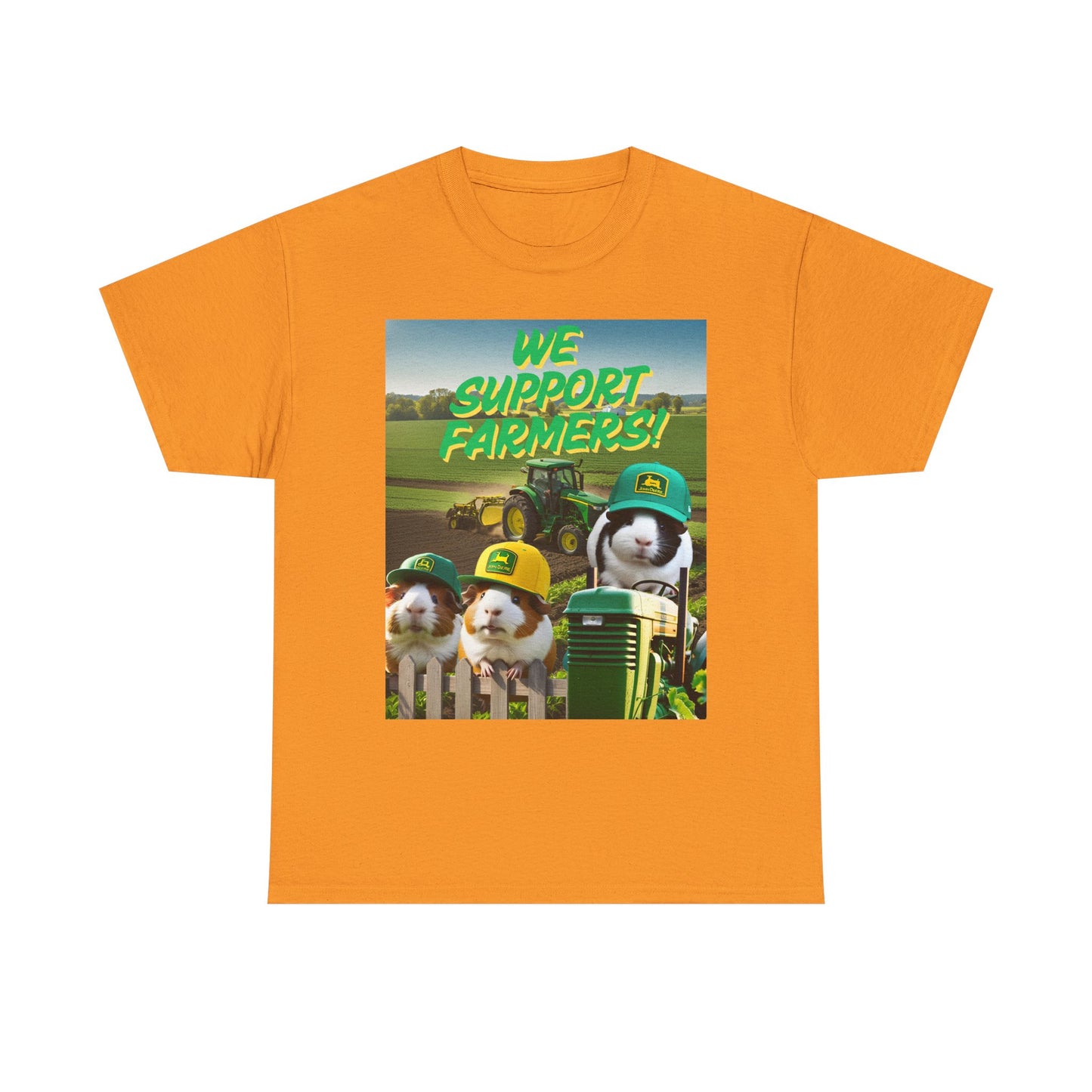 Guinea Pig Trio T-Shirt, John Deere Hats, We Support Farmers, American Farmer Tee, Unisex Cotton Shirt