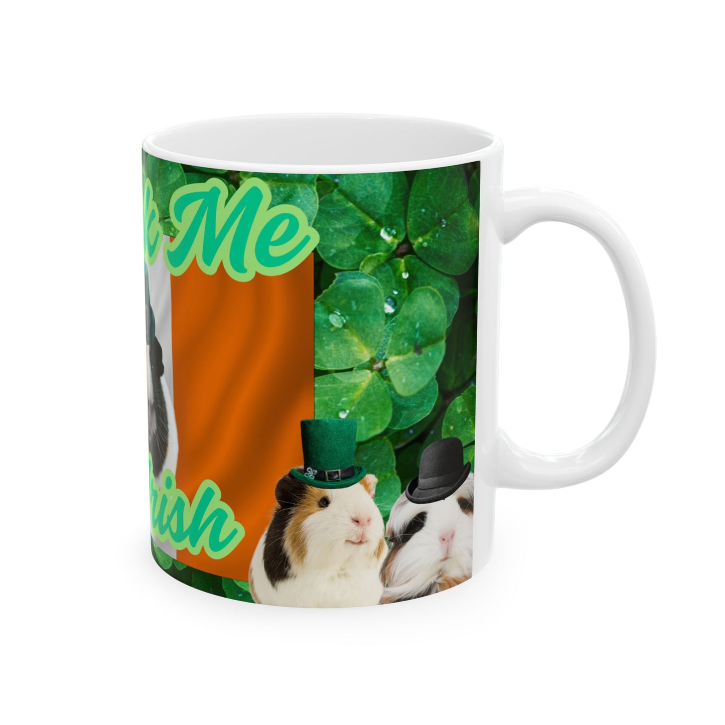 Ceramic Mug, St Patrick's Day Guinea Pig Coffee Cup, 11oz, 15oz, Wheek Me I'm Irish, Holiday Gift for Guinea Pig Lovers, Funny St Patty's