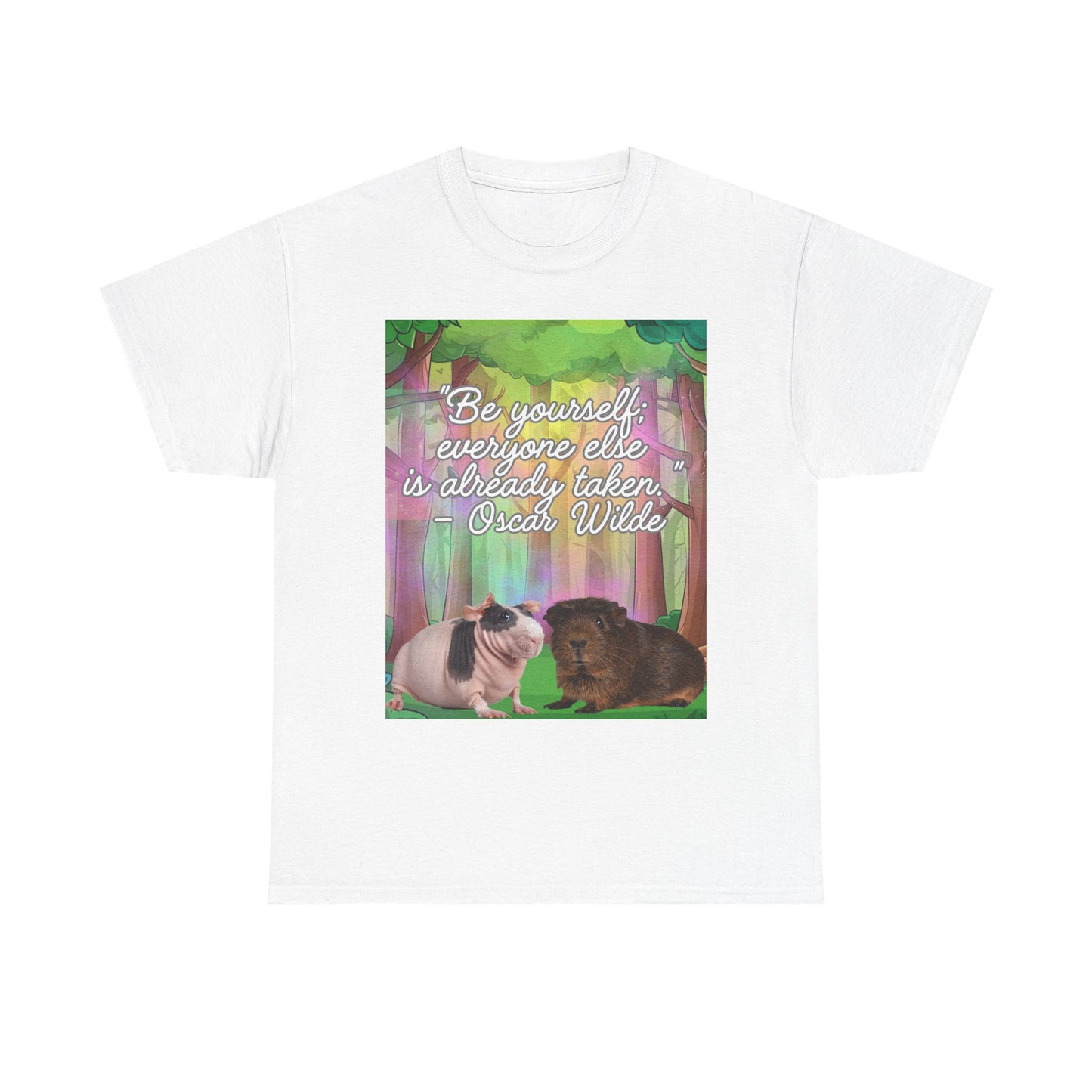 Adorable Guinea Pig Unisex Heavy Cotton Tee - "Be Yourself, Everyone Else is Already Taken" - Oscar Wilde