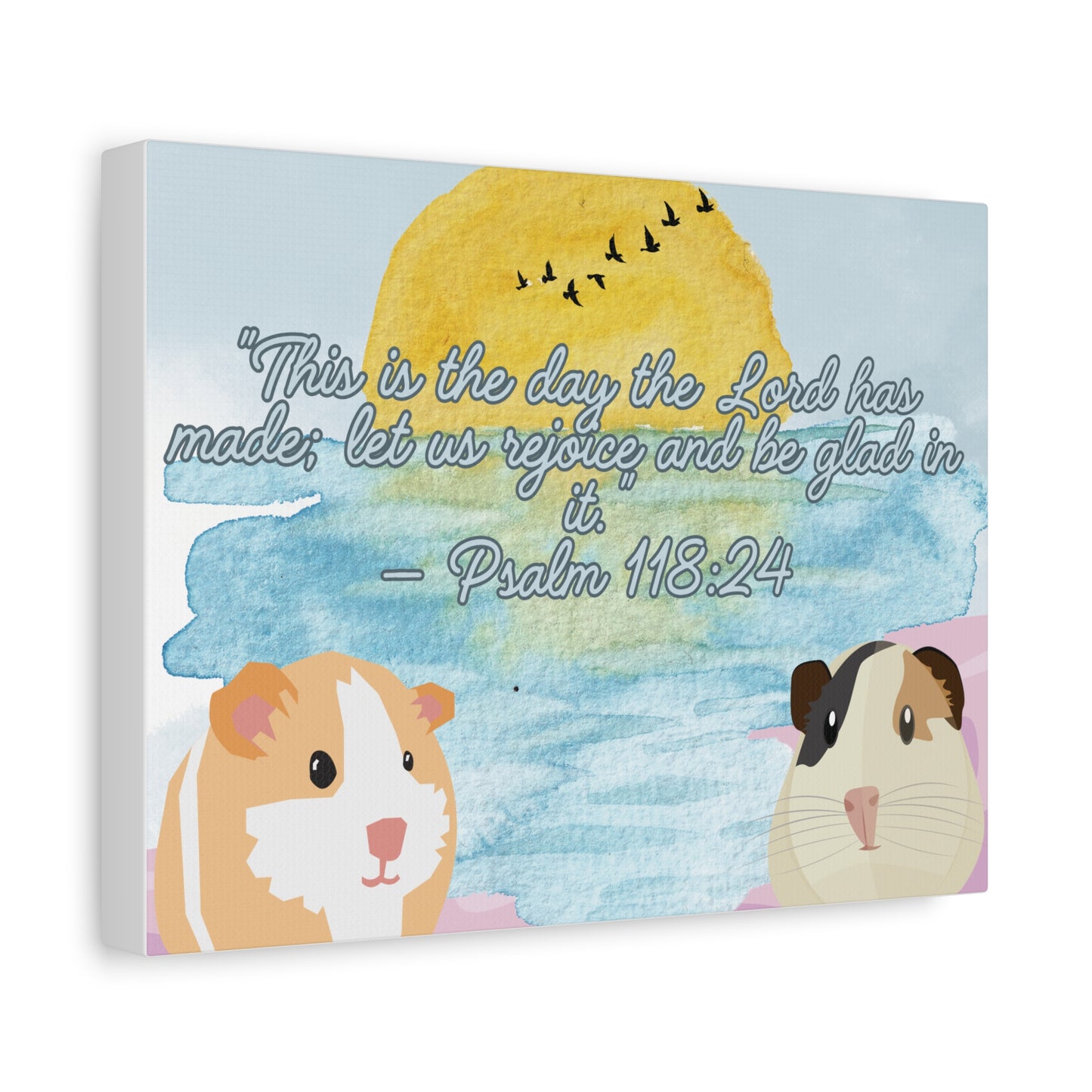 Canvas Print, Cute Guinea Pigs at Sunset, Psalm 118:24, Wall Art, Beach Decor, Home Decoration, Animal Art, Christian Gift