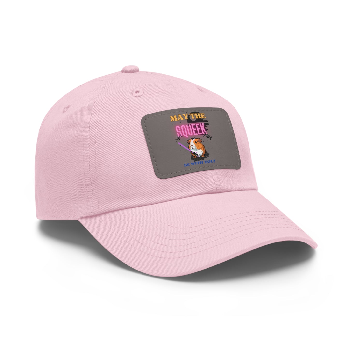 May the Squeek Be With You, Guinea Pig, Star Wars Themed Dad Hat with Leather Patch (Rectangle)