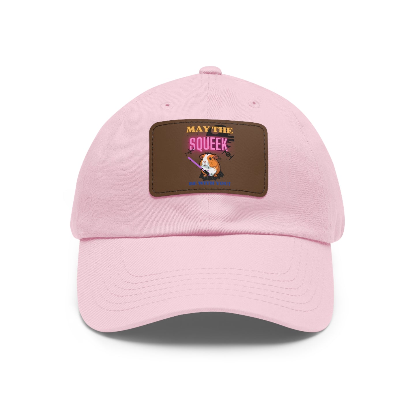 May the Squeek Be With You, Guinea Pig, Star Wars Themed Dad Hat with Leather Patch (Rectangle)