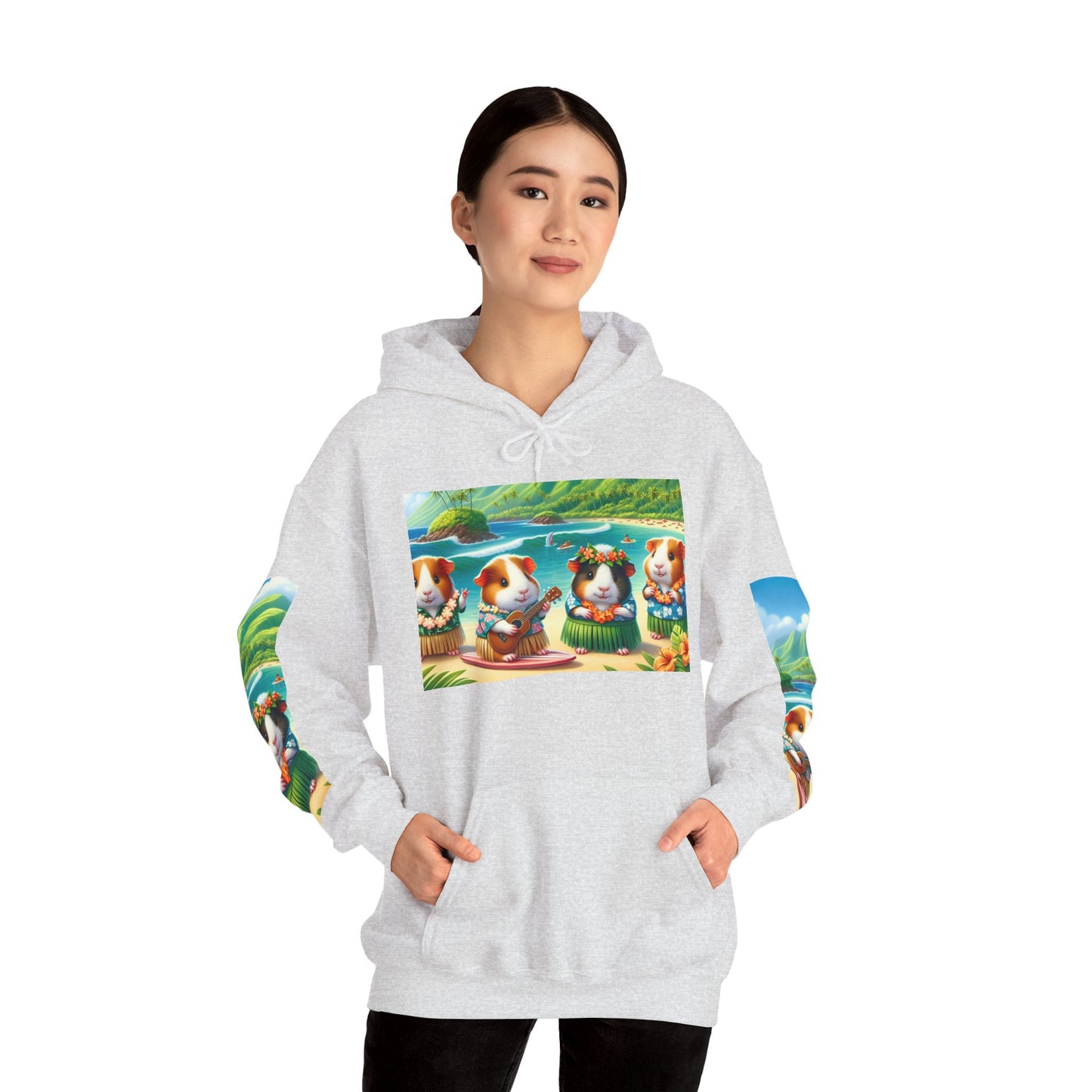 Tropical Guinea Pigs Hoodie, Islander Pigs Sweatshirt, Beach Celebration Jumper, Unisex Hooded Pullover, Coastal Animal Outerwear