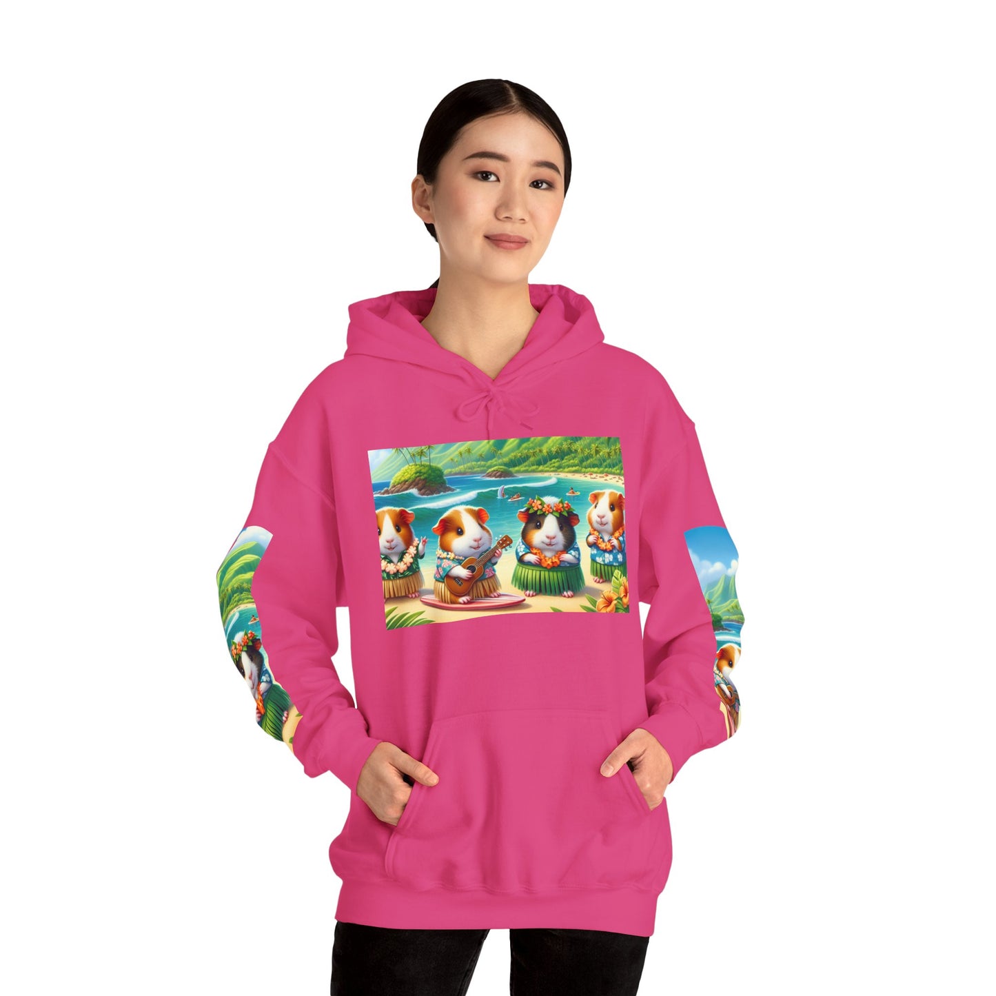 Tropical Guinea Pigs Hoodie, Islander Pigs Sweatshirt, Beach Celebration Jumper, Unisex Hooded Pullover, Coastal Animal Outerwear