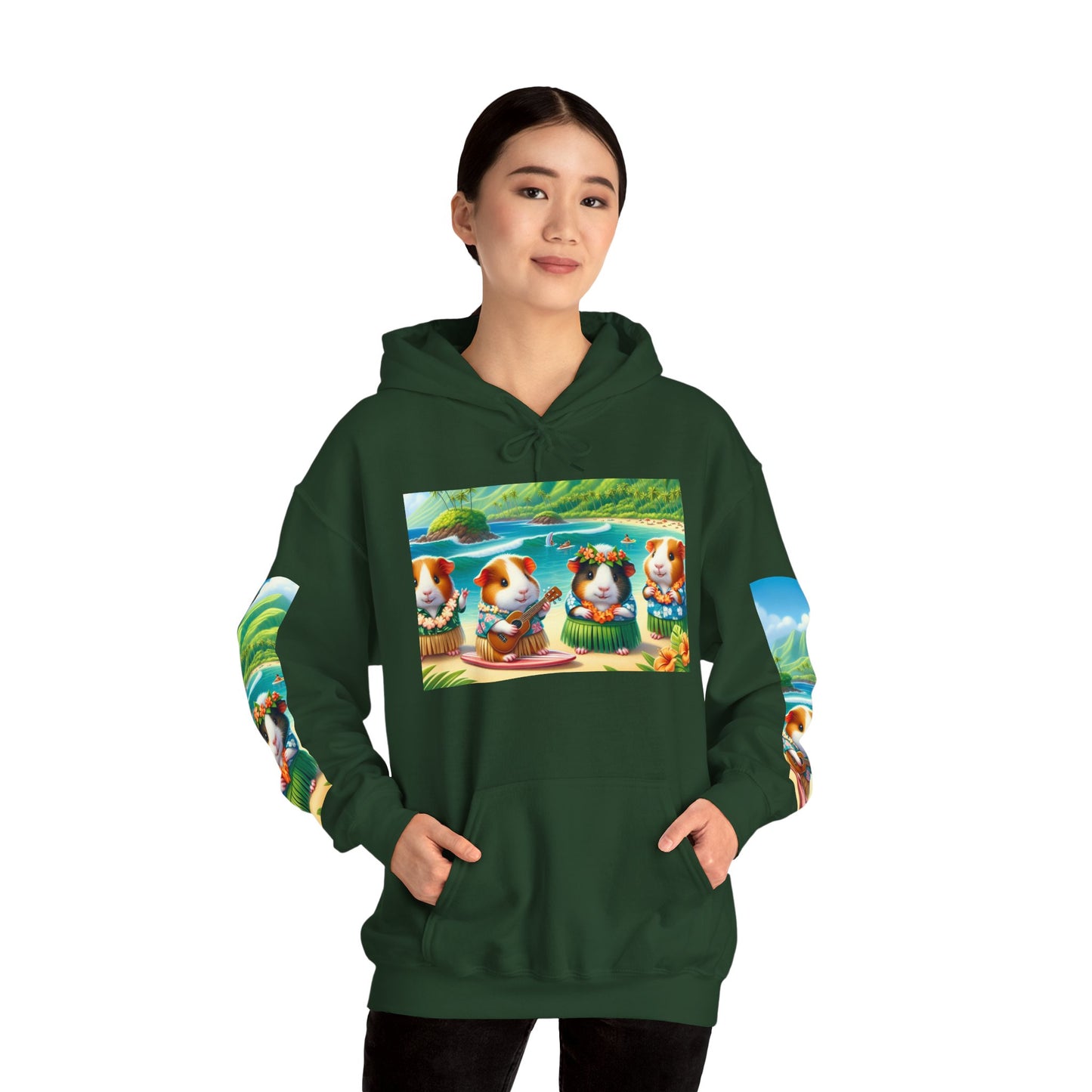 Tropical Guinea Pigs Hoodie, Islander Pigs Sweatshirt, Beach Celebration Jumper, Unisex Hooded Pullover, Coastal Animal Outerwear