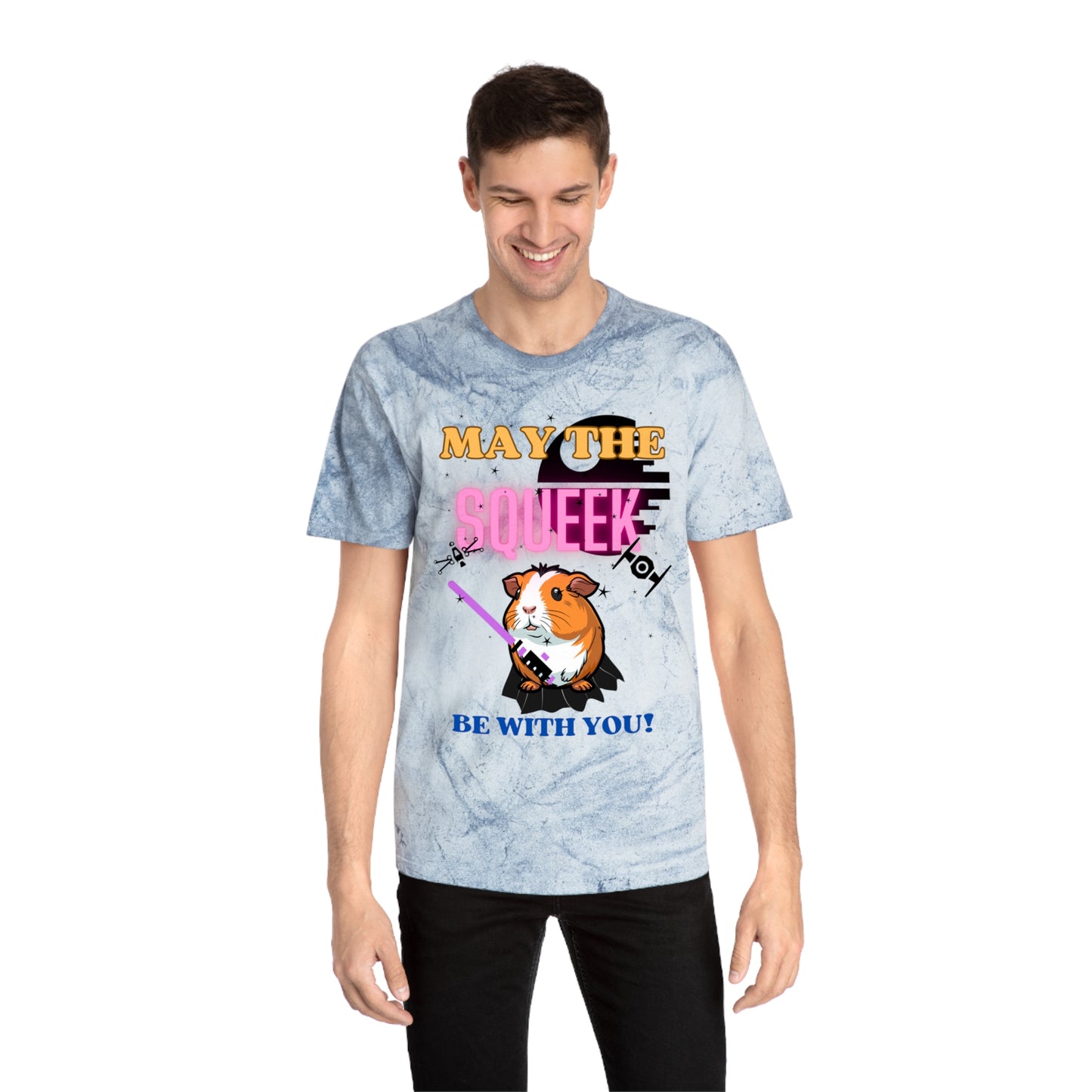 May the Squeek Be with You, Guinea Pig, Star Wars Themed Unisex Color Blast T-Shirt