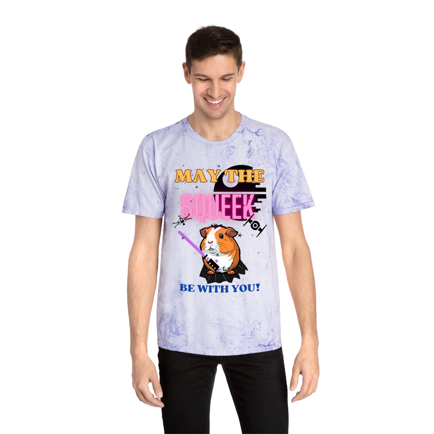 May the Squeek Be with You, Guinea Pig, Star Wars Themed Unisex Color Blast T-Shirt