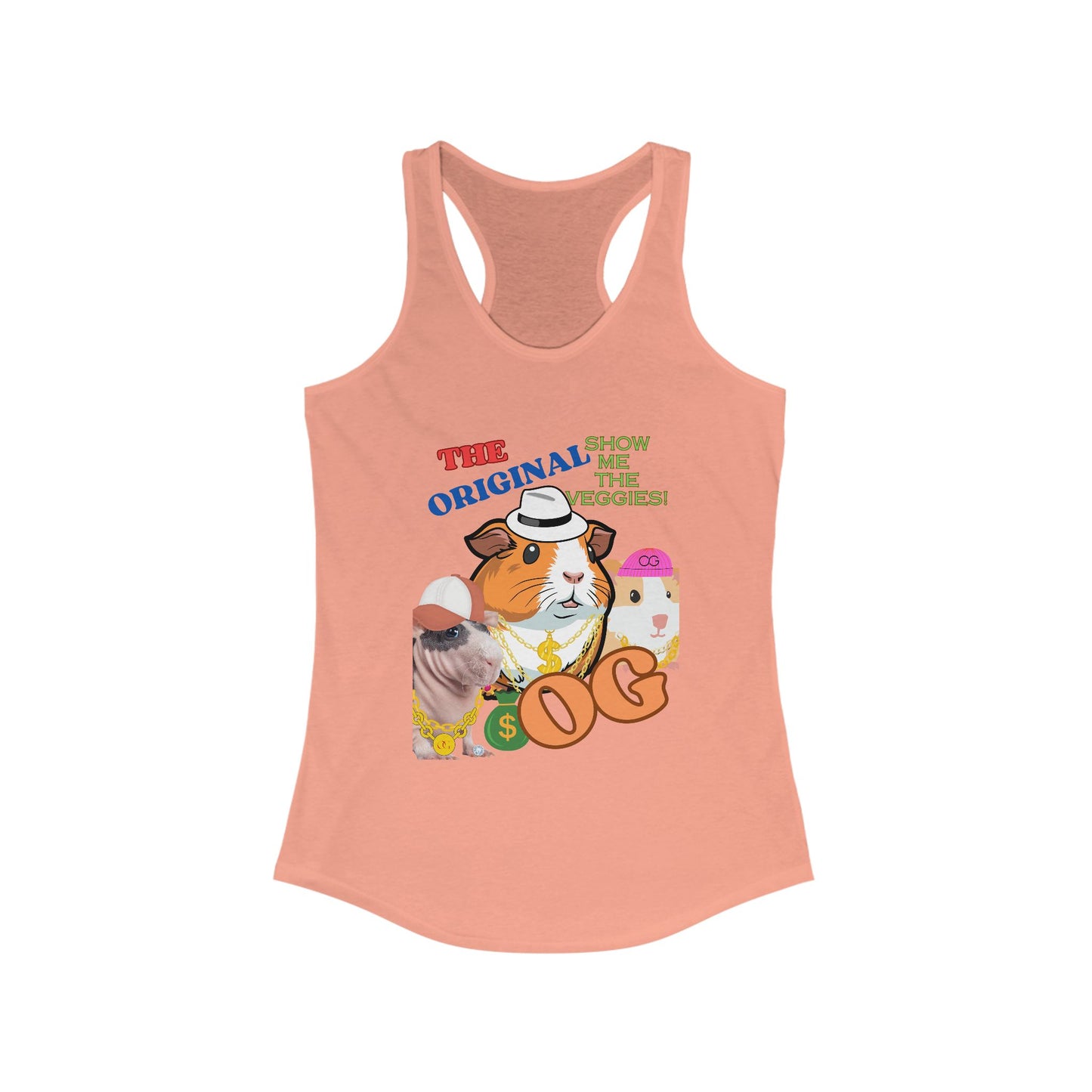 The Original OG Show Me the Veggies, Guinea Pig Women's Ideal Racerback Tank